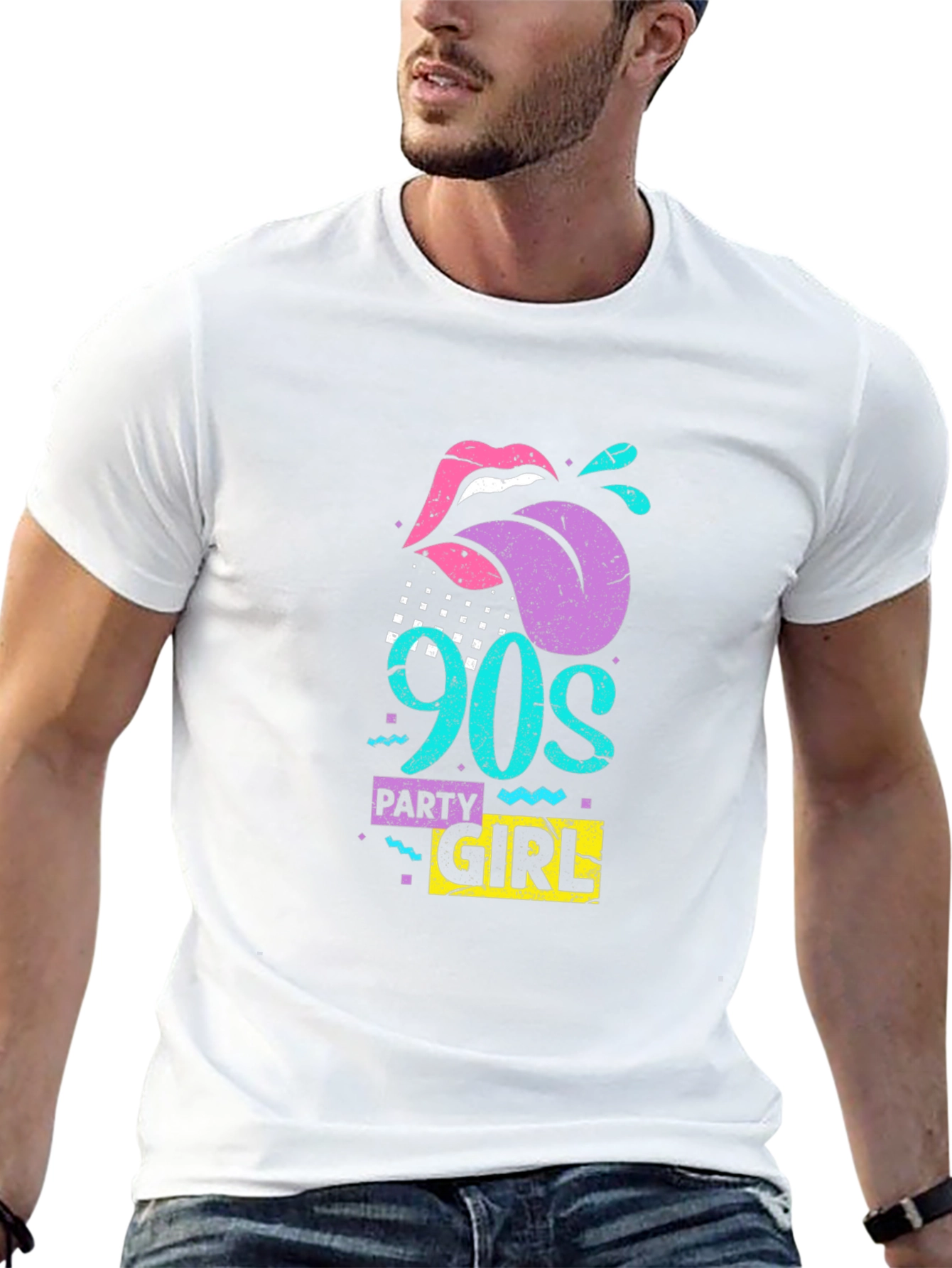 90s Party Girl Black Graphic Tee