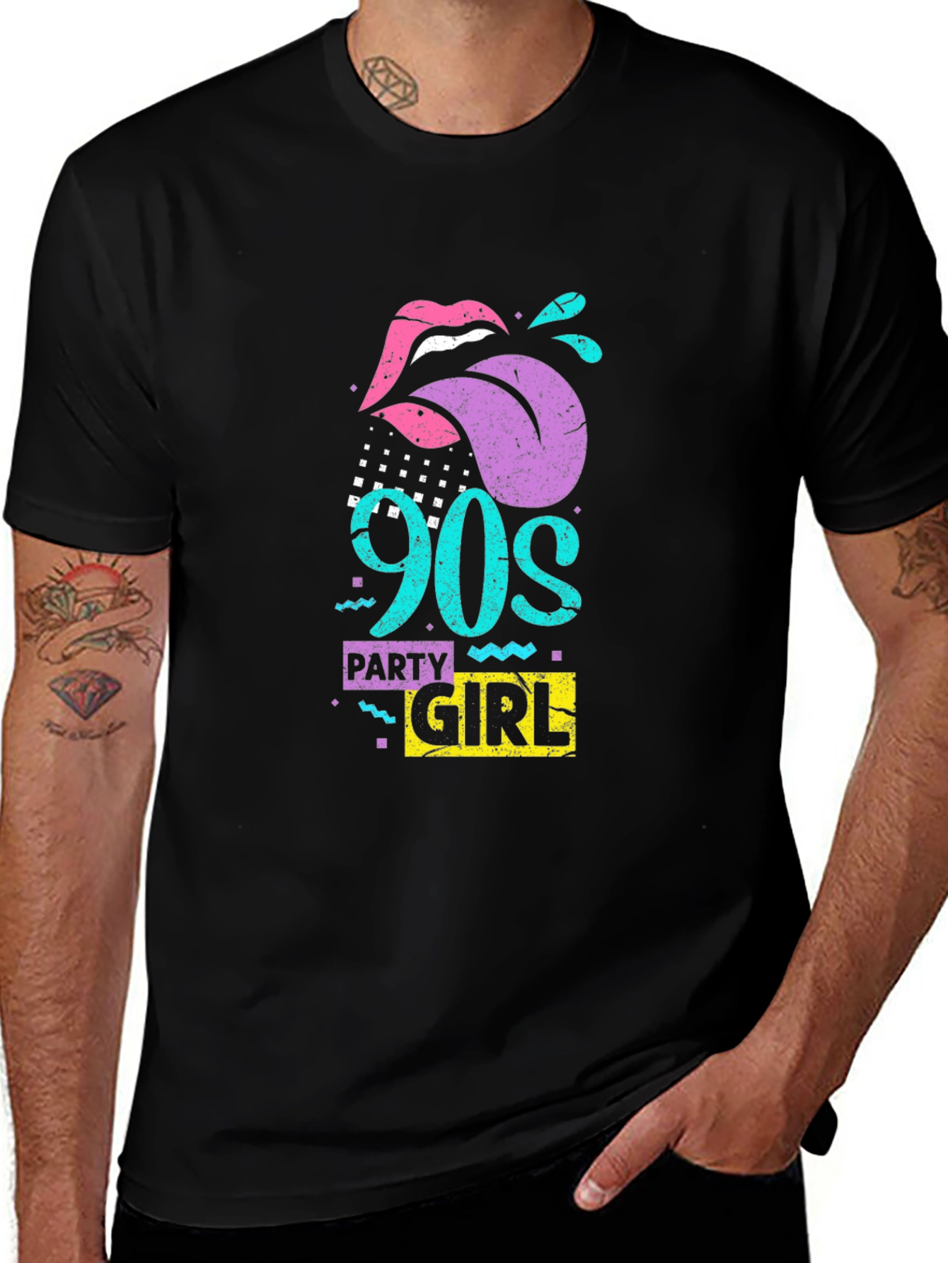 90s Party Girl Black Graphic Tee