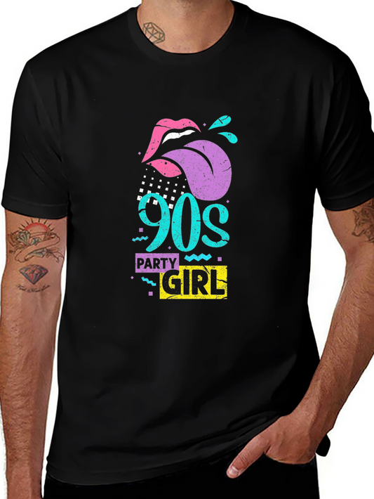 90s Party Girl Black Graphic Tee