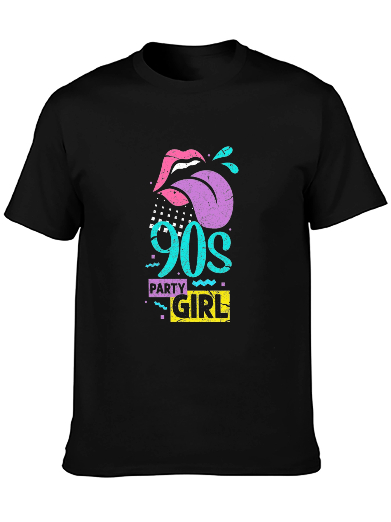 90s Party Girl Black Graphic Tee