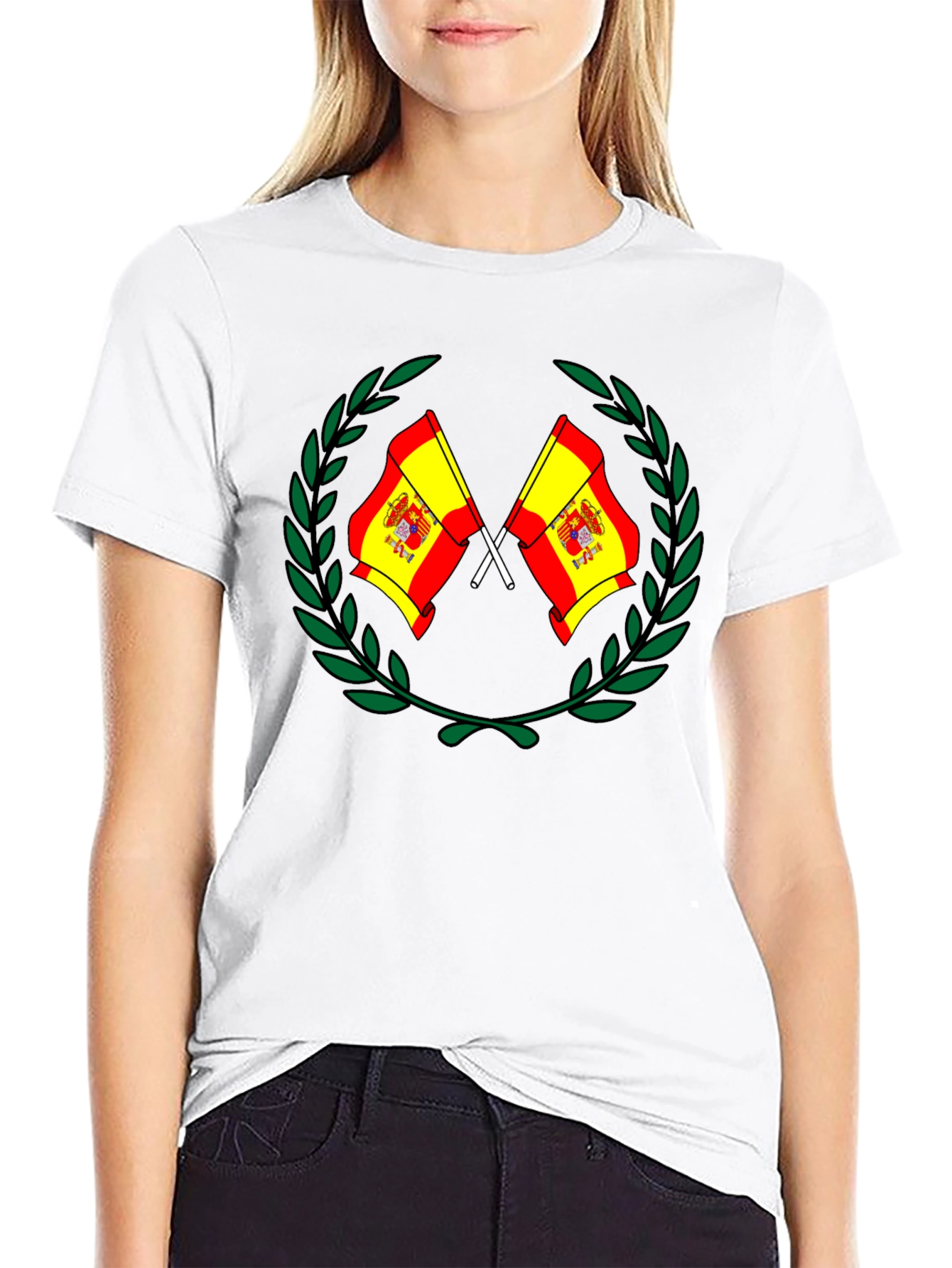 Spanish Flag Emblem Black T-Shirt