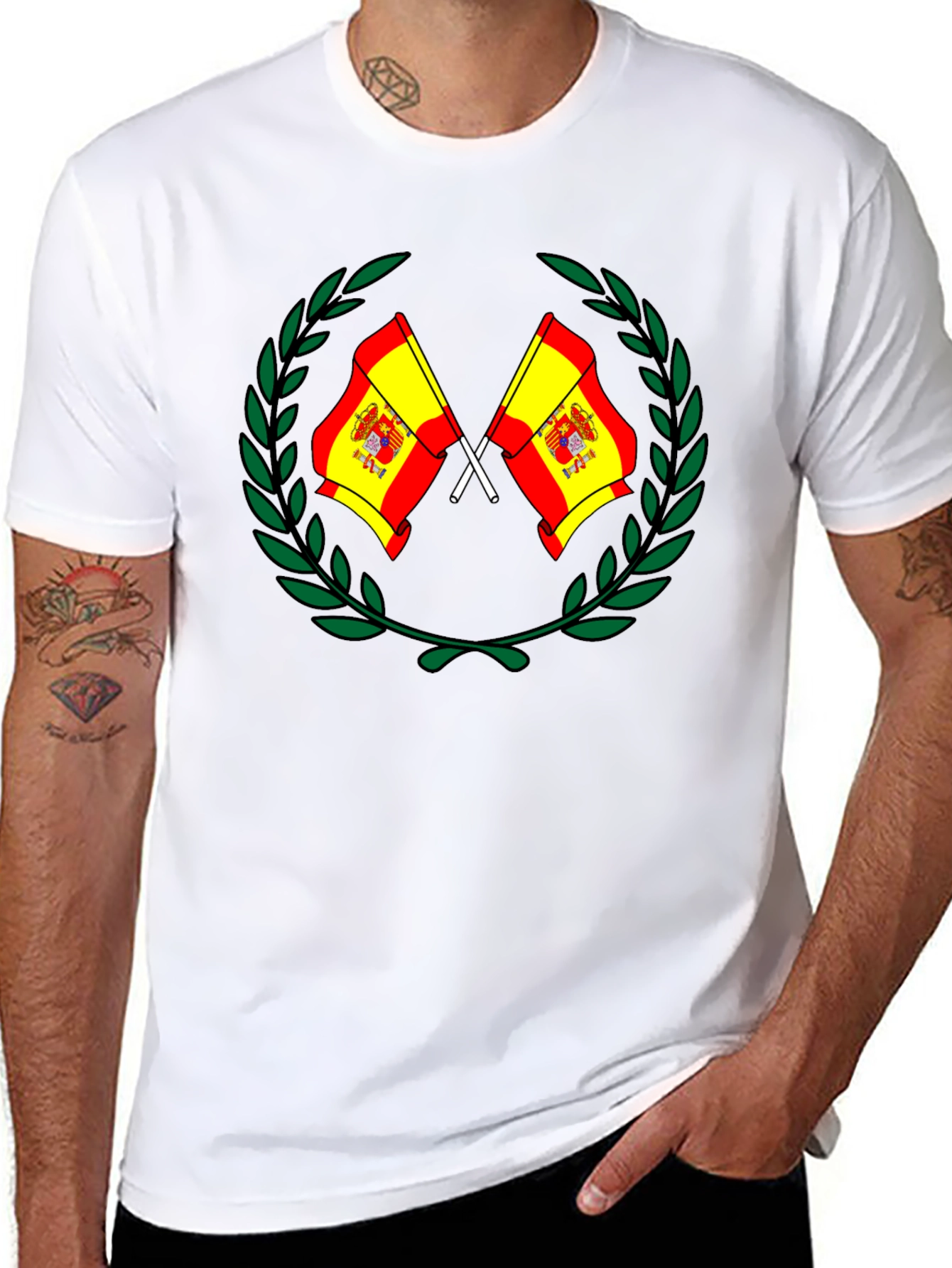 Spanish Flag Emblem Black T-Shirt