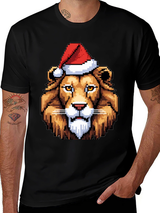 Pixel Art Lion Christmas T-Shirt