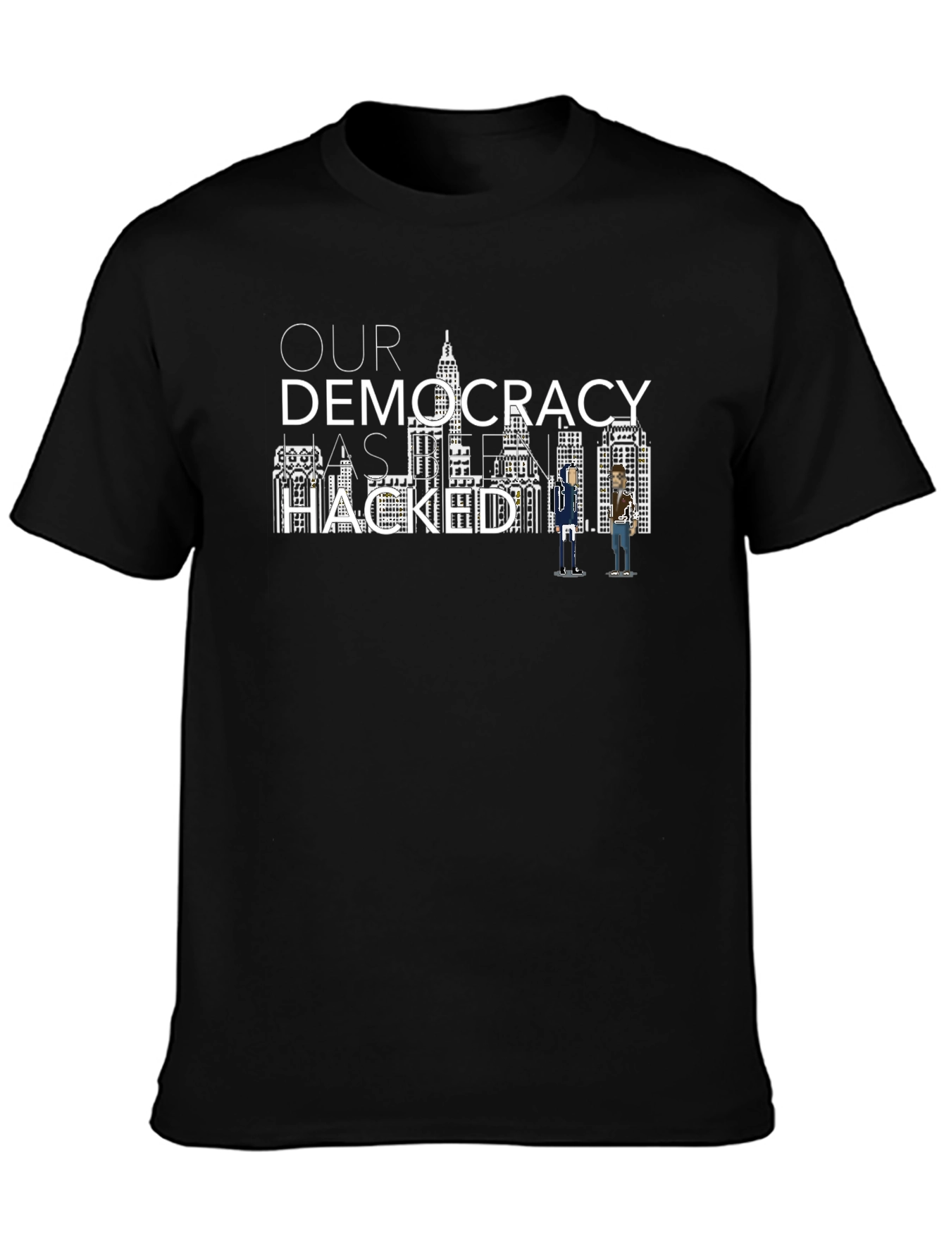 Democracy Hacked Graphic Tee - Black Unisex T-Shirt