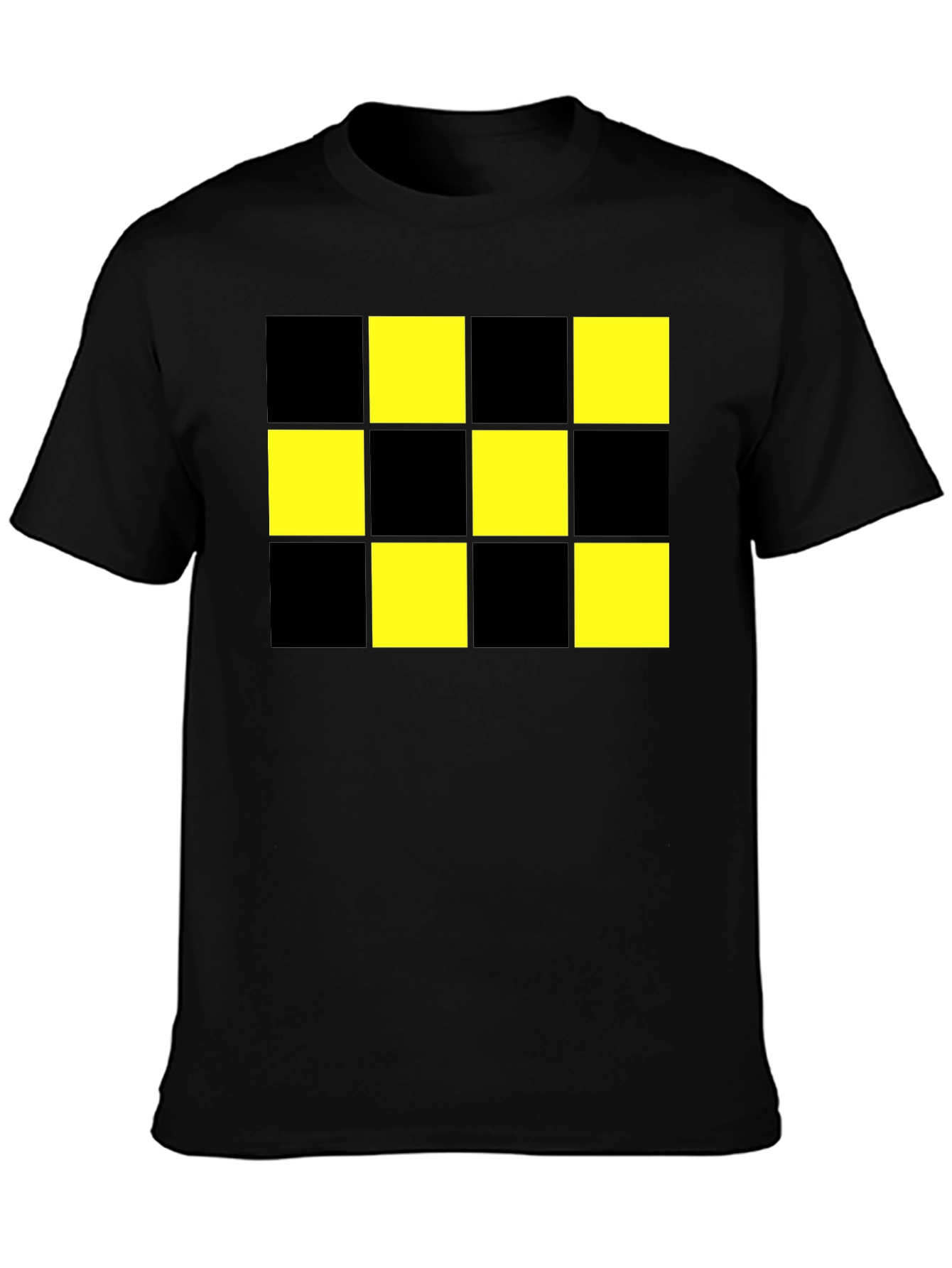 Checkered Pattern T-Shirt - Black & Yellow