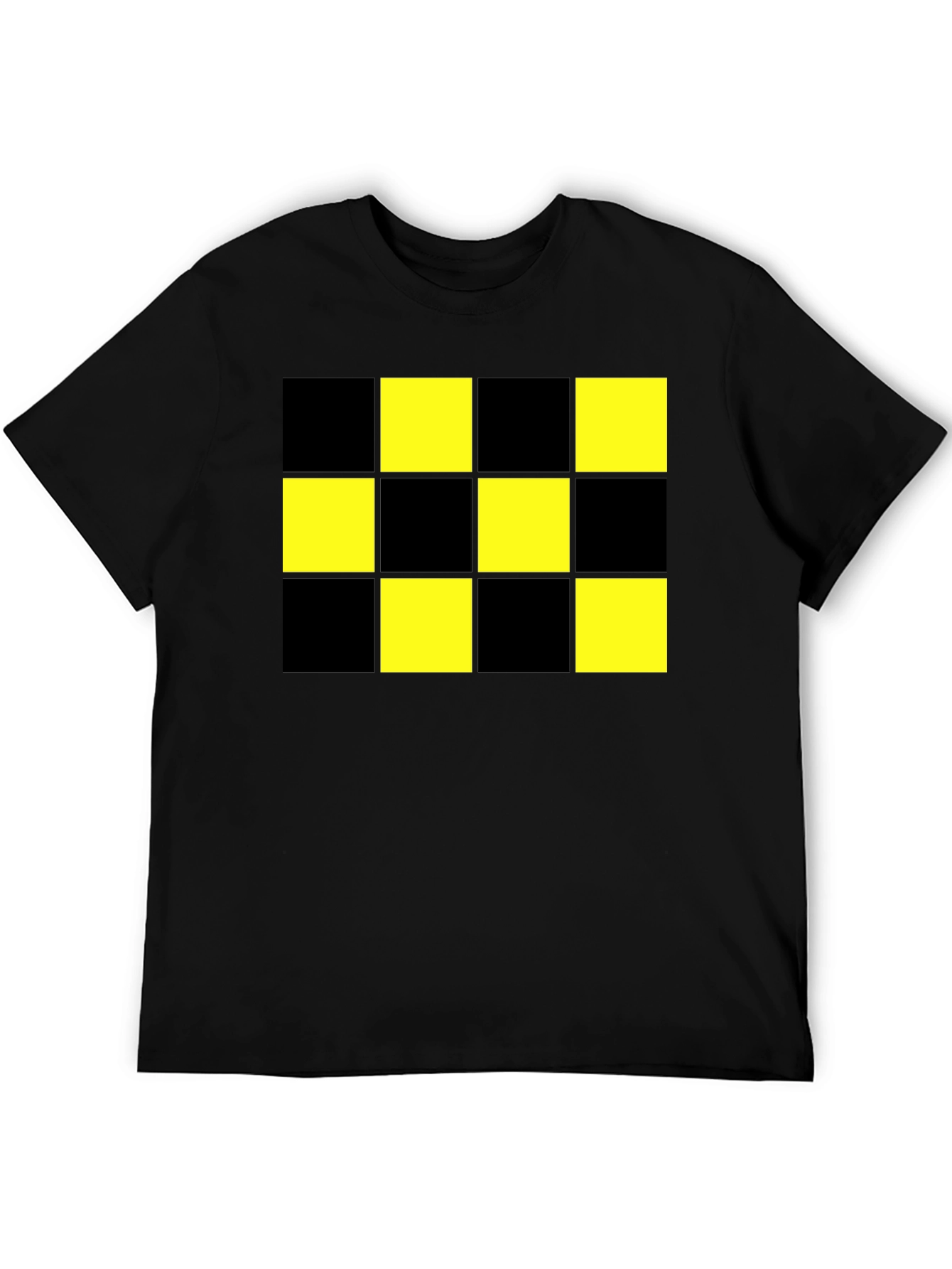 Checkered Pattern T-Shirt - Black & Yellow