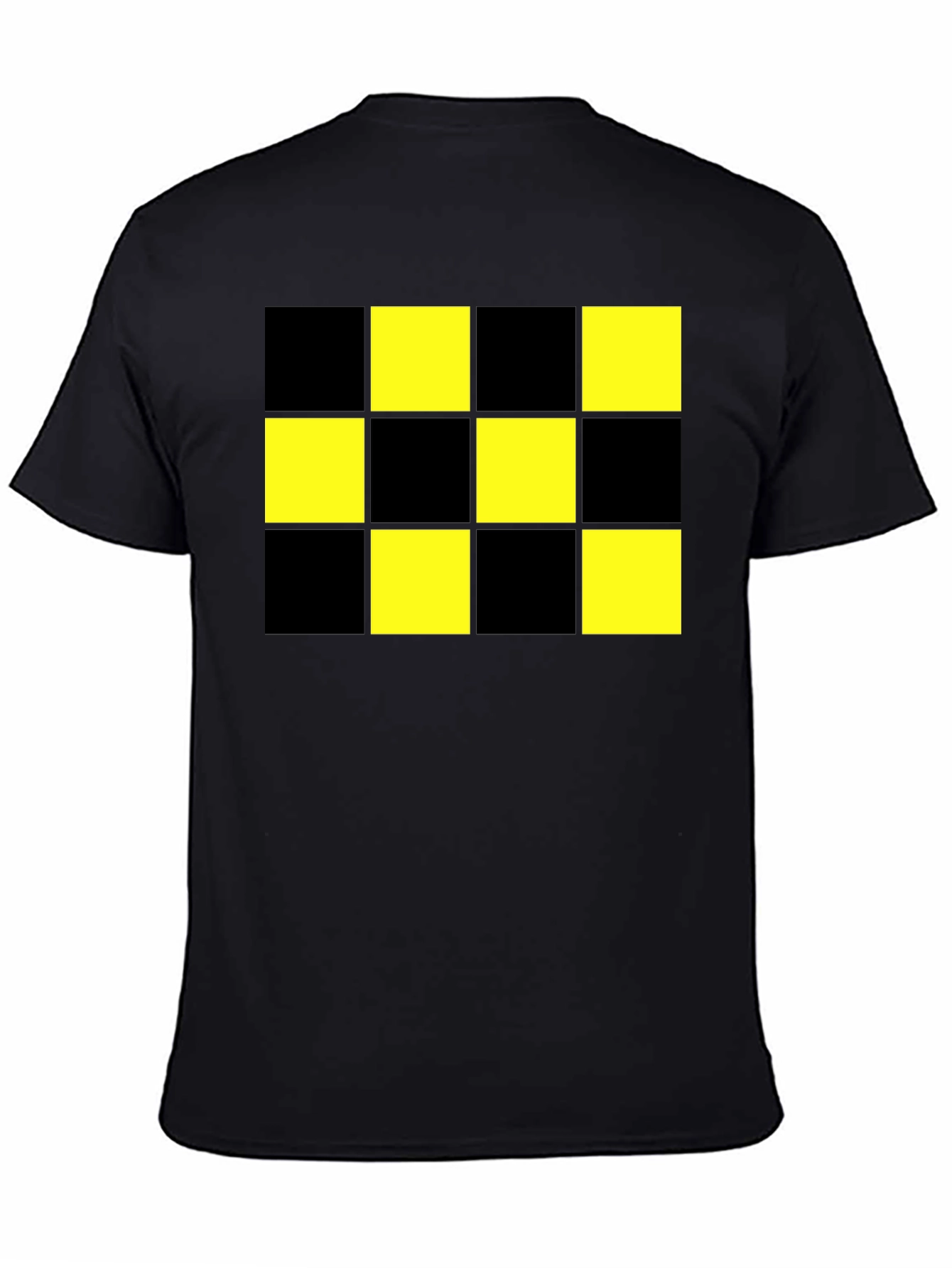 Checkered Pattern T-Shirt - Black & Yellow