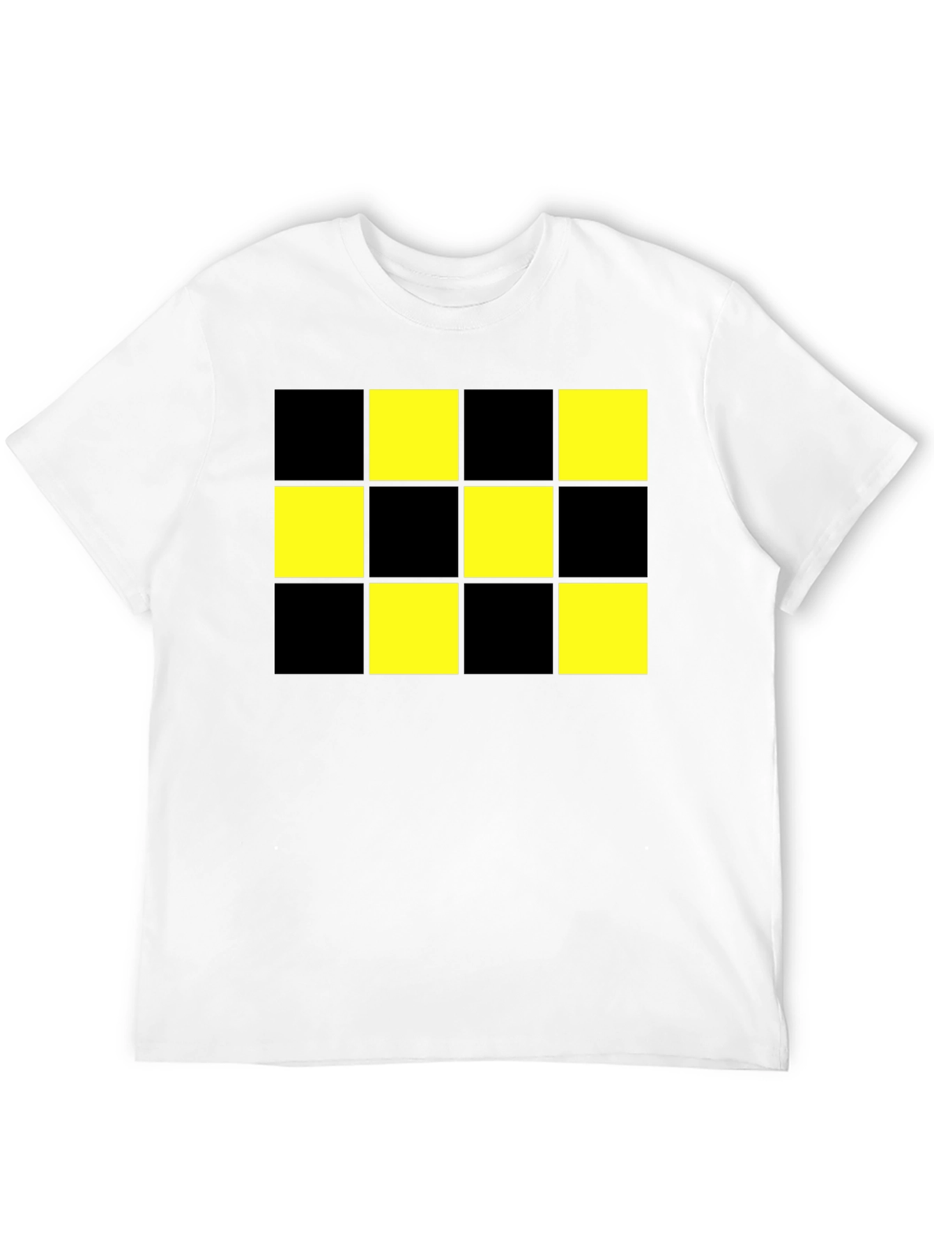 Checkered Pattern T-Shirt - Black & Yellow