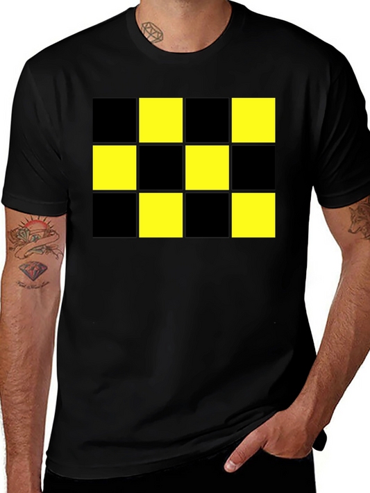 Checkered Pattern T-Shirt - Black & Yellow