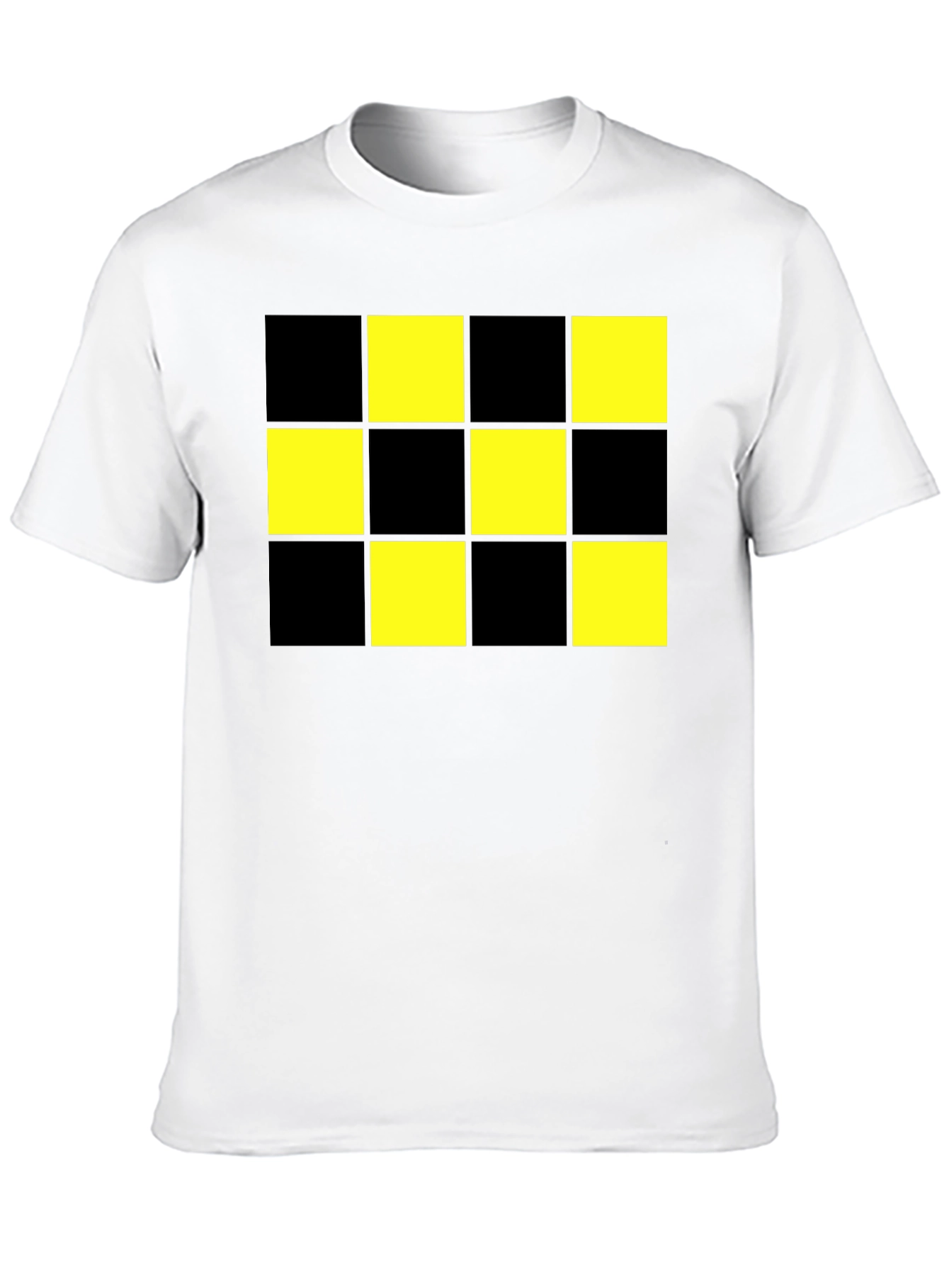 Checkered Pattern T-Shirt - Black & Yellow