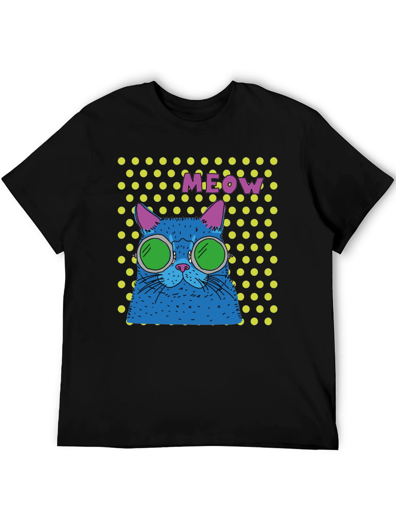 Cool Cat Meow T-Shirt - Black