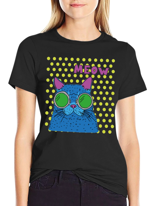 Cool Cat Meow T-Shirt - Black