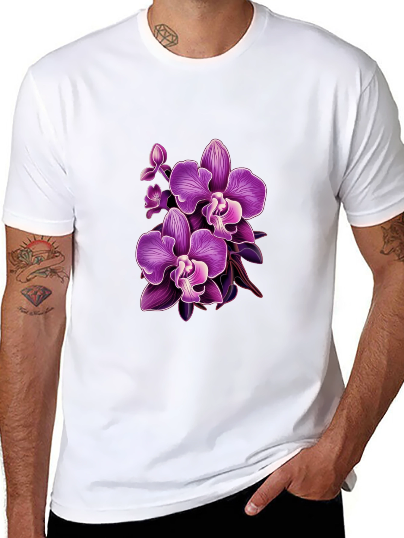 Orchid Graphic T-Shirt - Stylish Floral Design