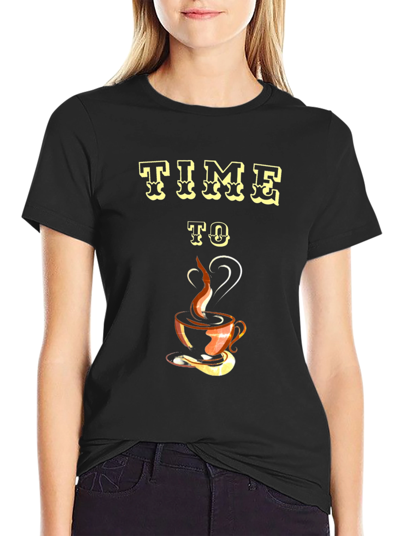 Time To Coffee Black Graphic Tee