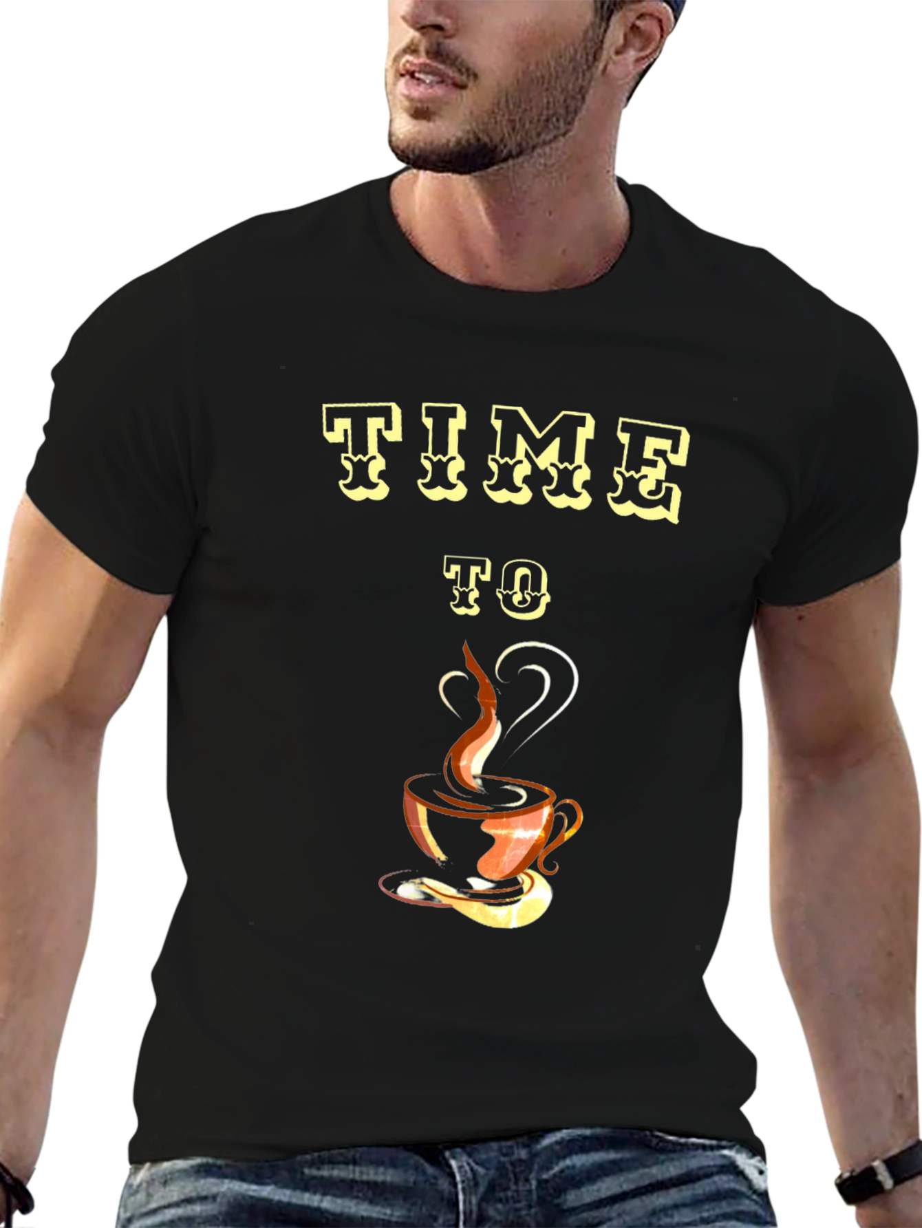 Time To Coffee Black Graphic Tee
