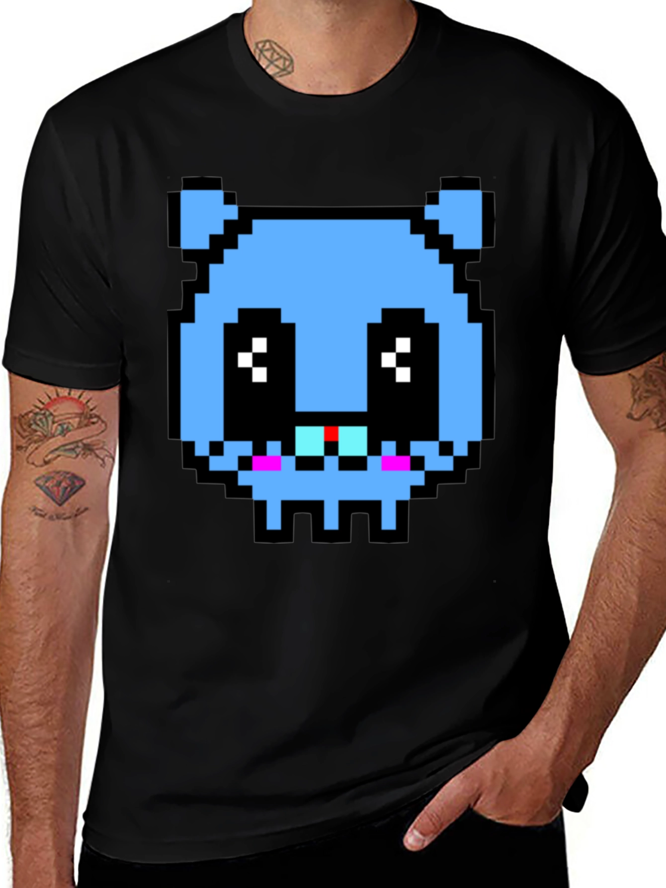 Pixelated Blue Monster T-Shirt
