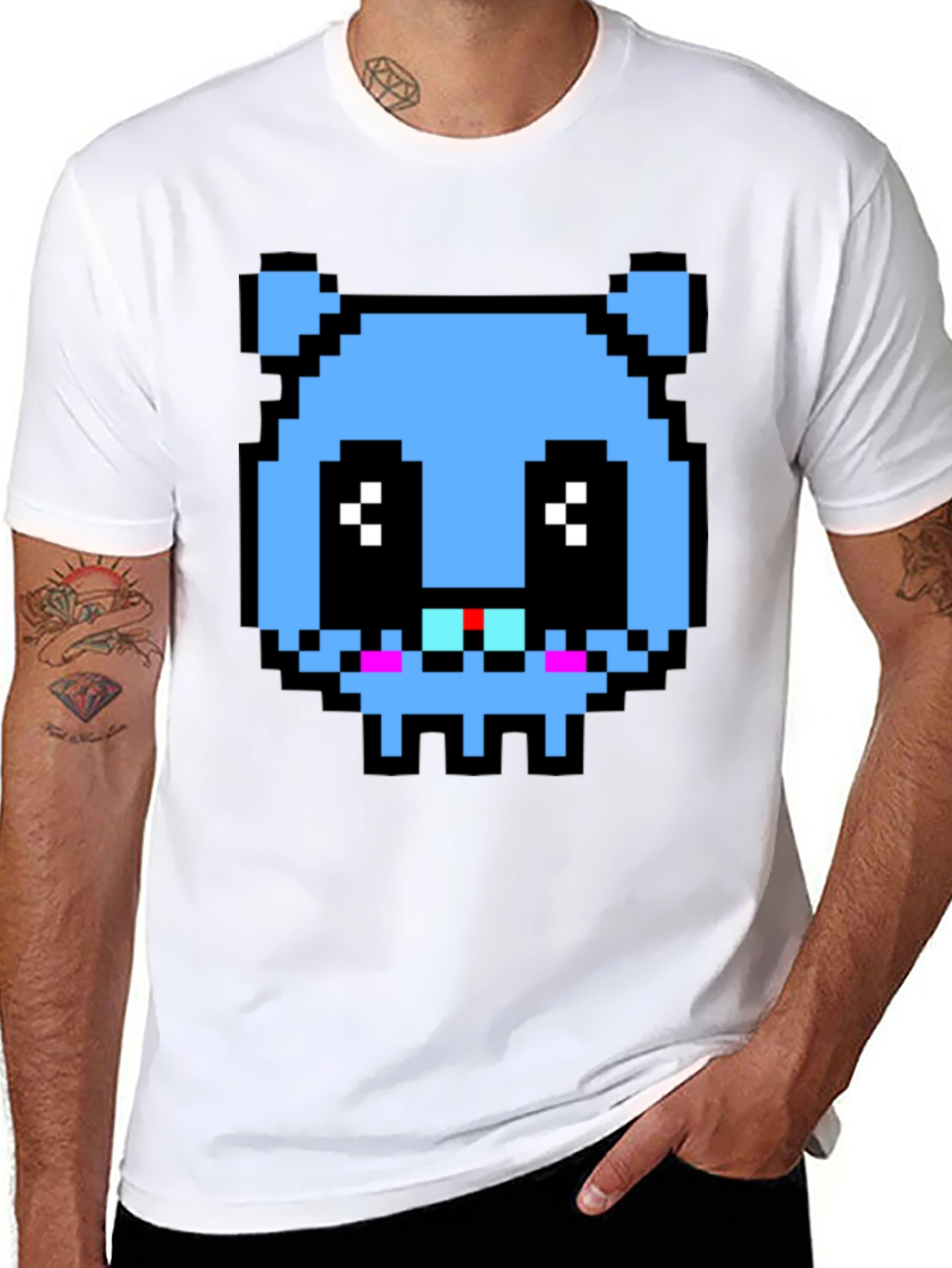 Pixelated Blue Monster T-Shirt