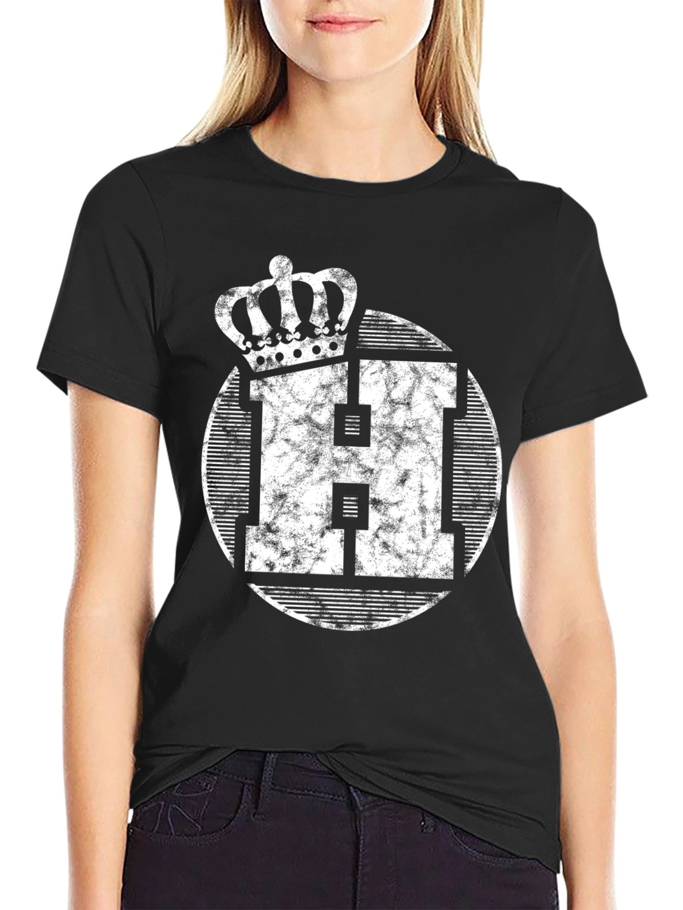 King H Distressed Graphic Tee - Black