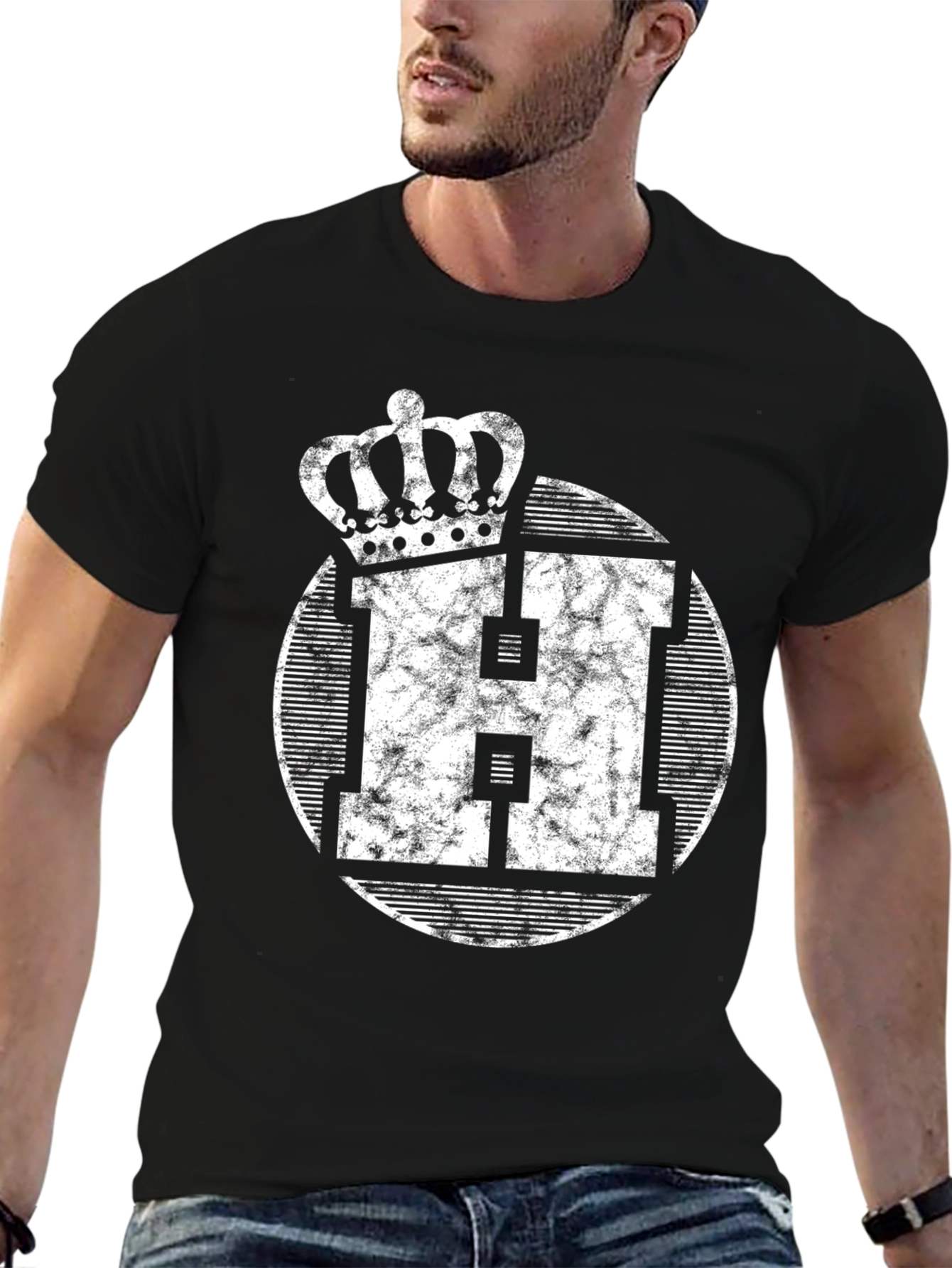 King H Distressed Graphic Tee - Black