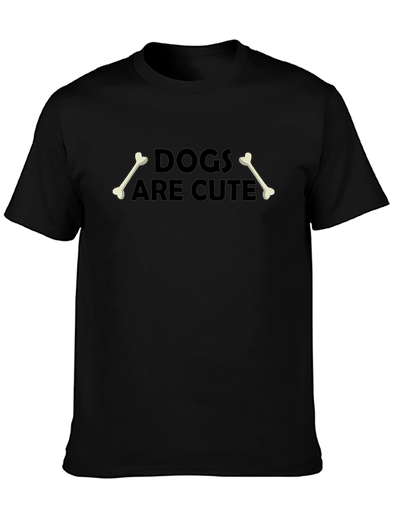Dogs Are Cute T-Shirt - Black Crew Neck Tee