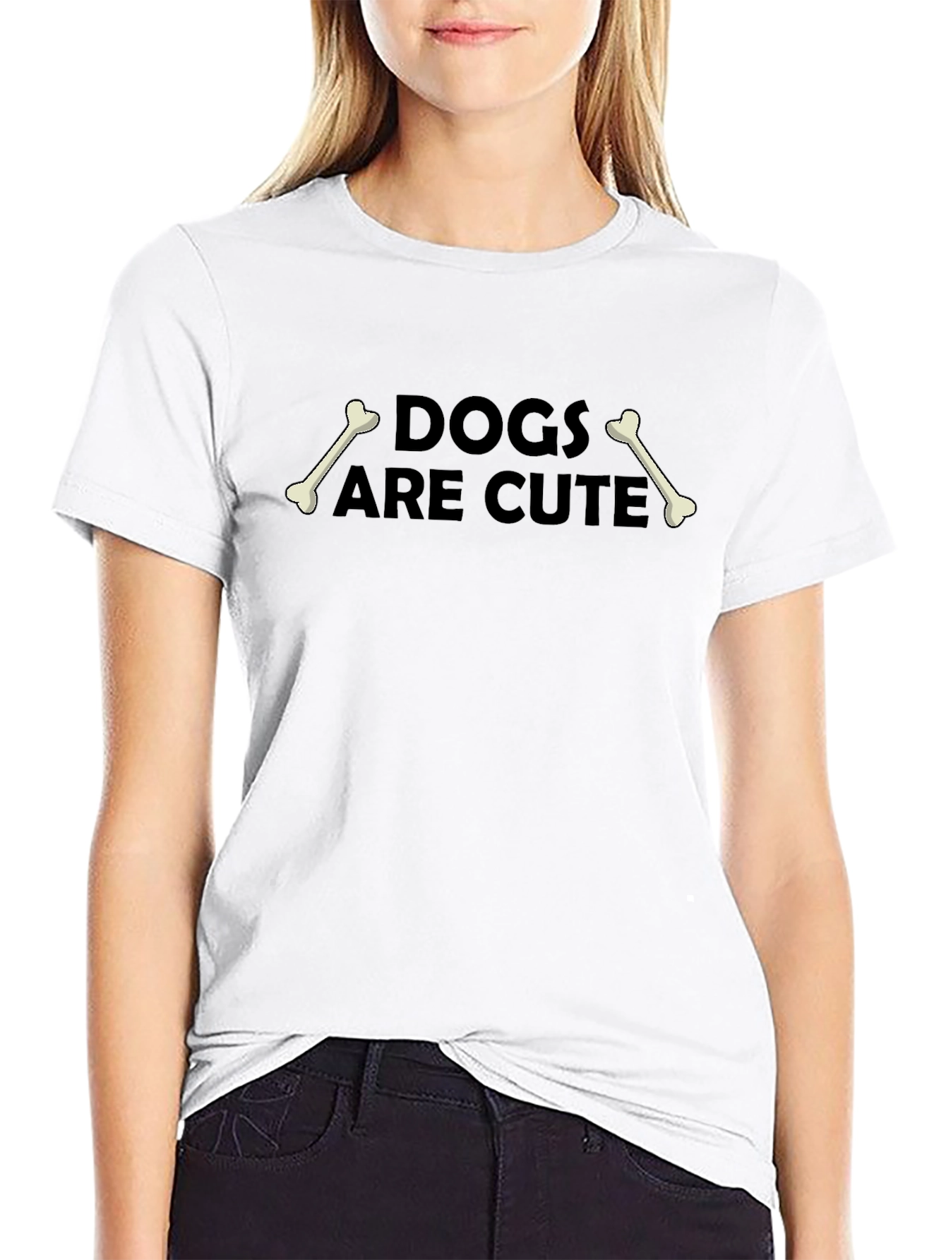 Dogs Are Cute T-Shirt - Black Crew Neck Tee