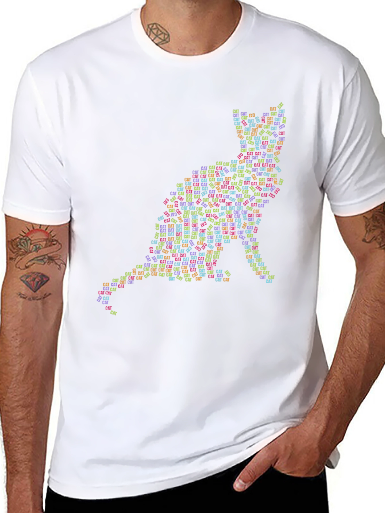 Cat Silhouette Word Art T-Shirt