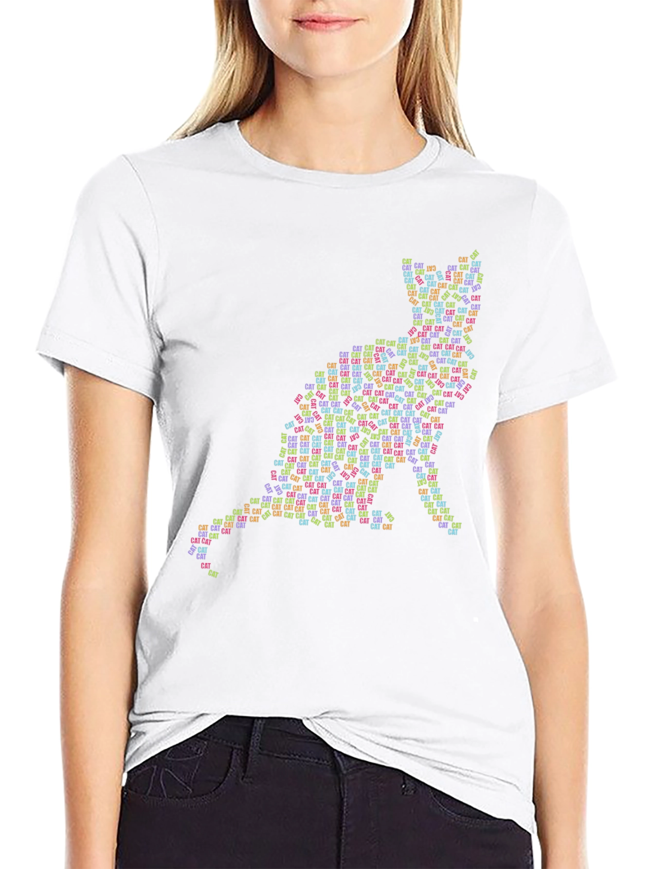 Cat Silhouette Word Art T-Shirt