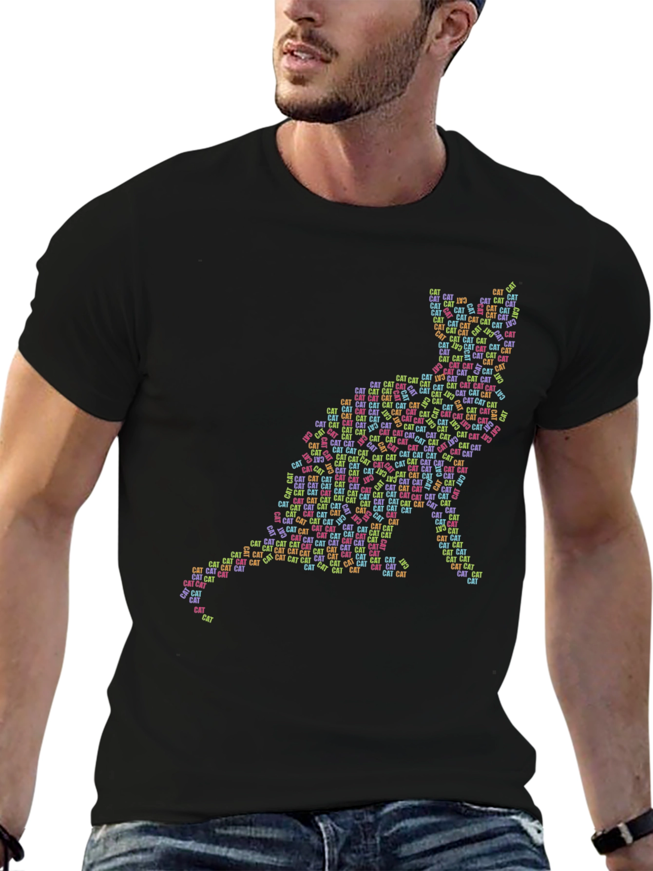 Cat Silhouette Word Art T-Shirt