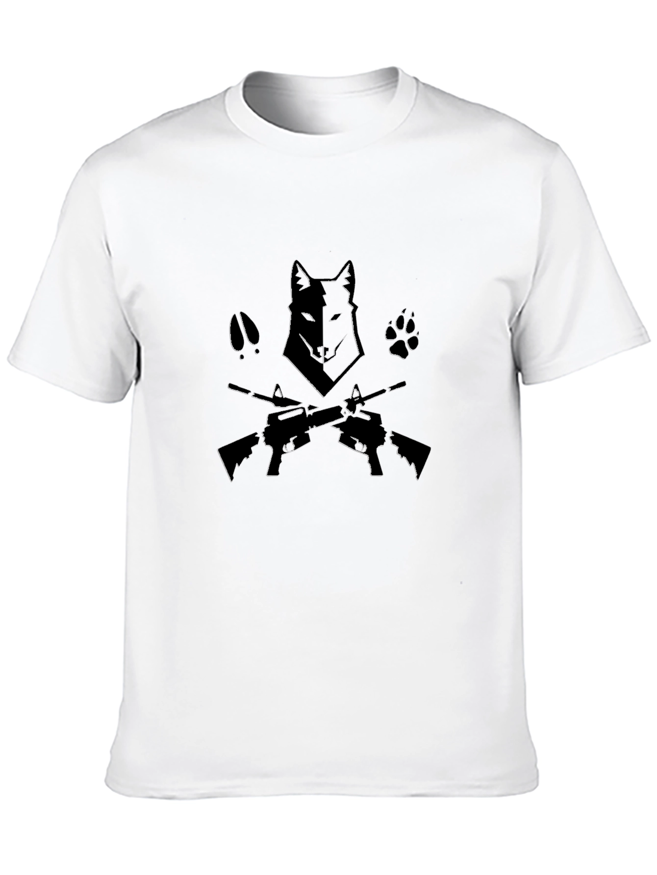 Wolf & Guns Graphic T-Shirt - Black