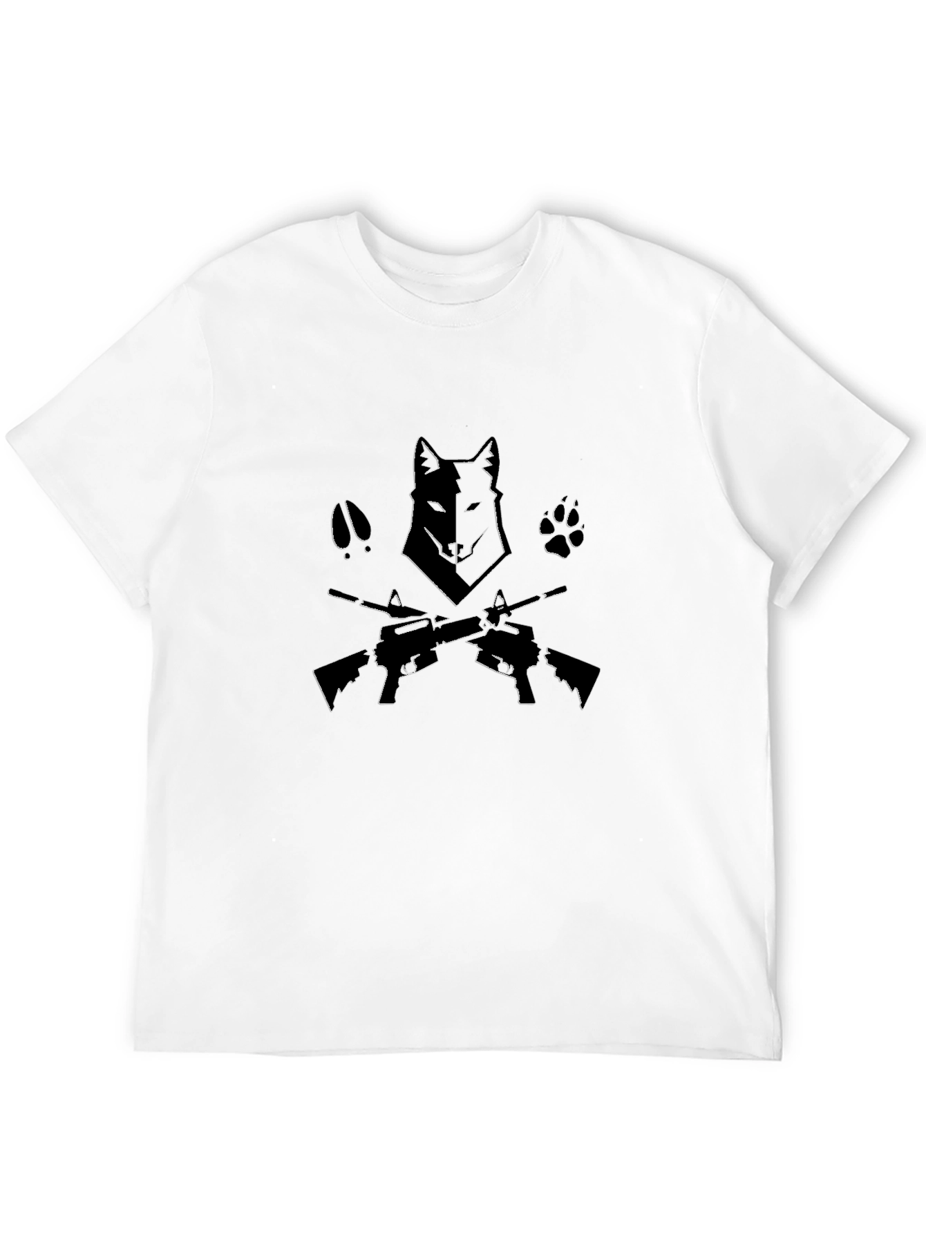 Wolf & Guns Graphic T-Shirt - Black