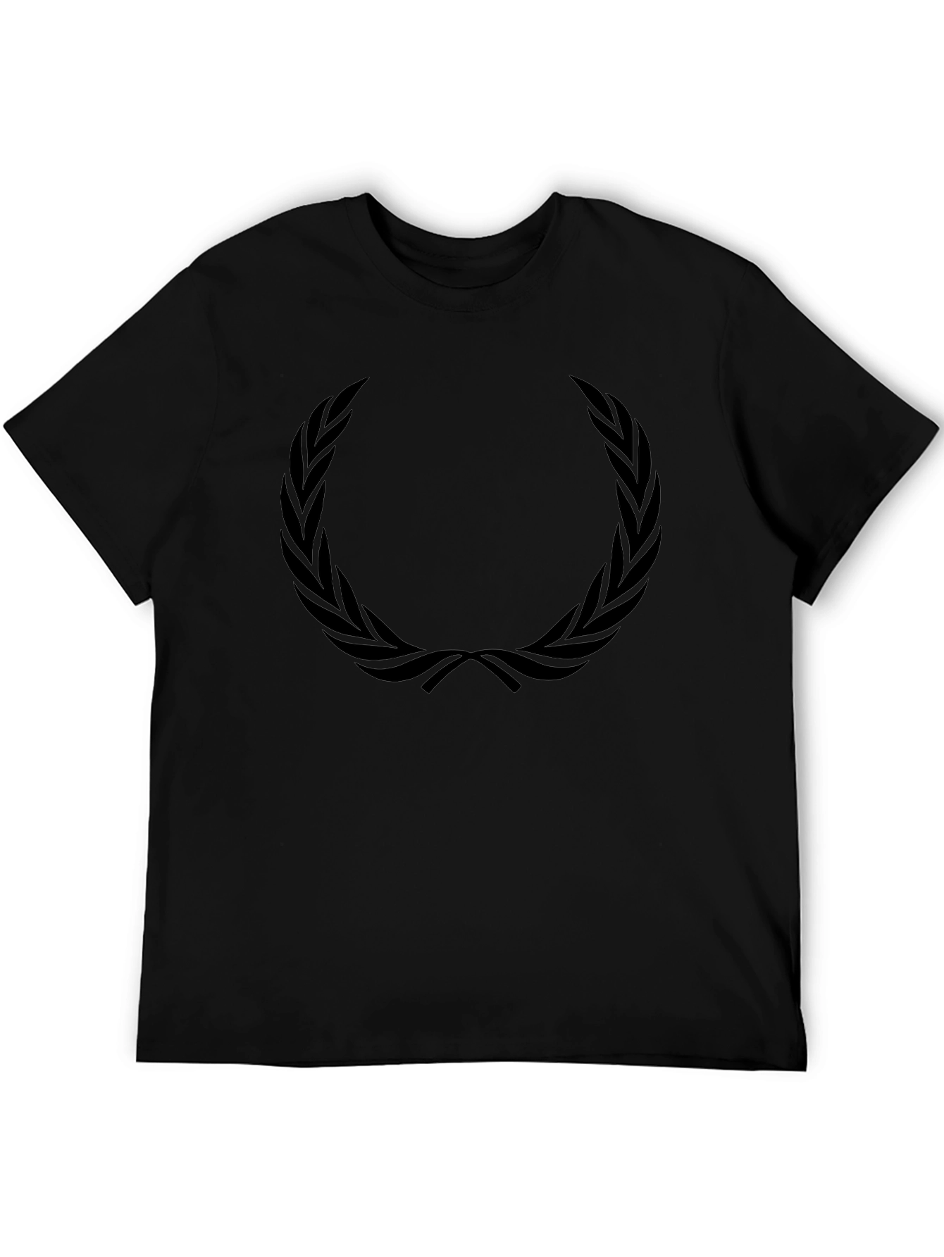 Mens Black T-Shirt with Laurel Wreath Graphic