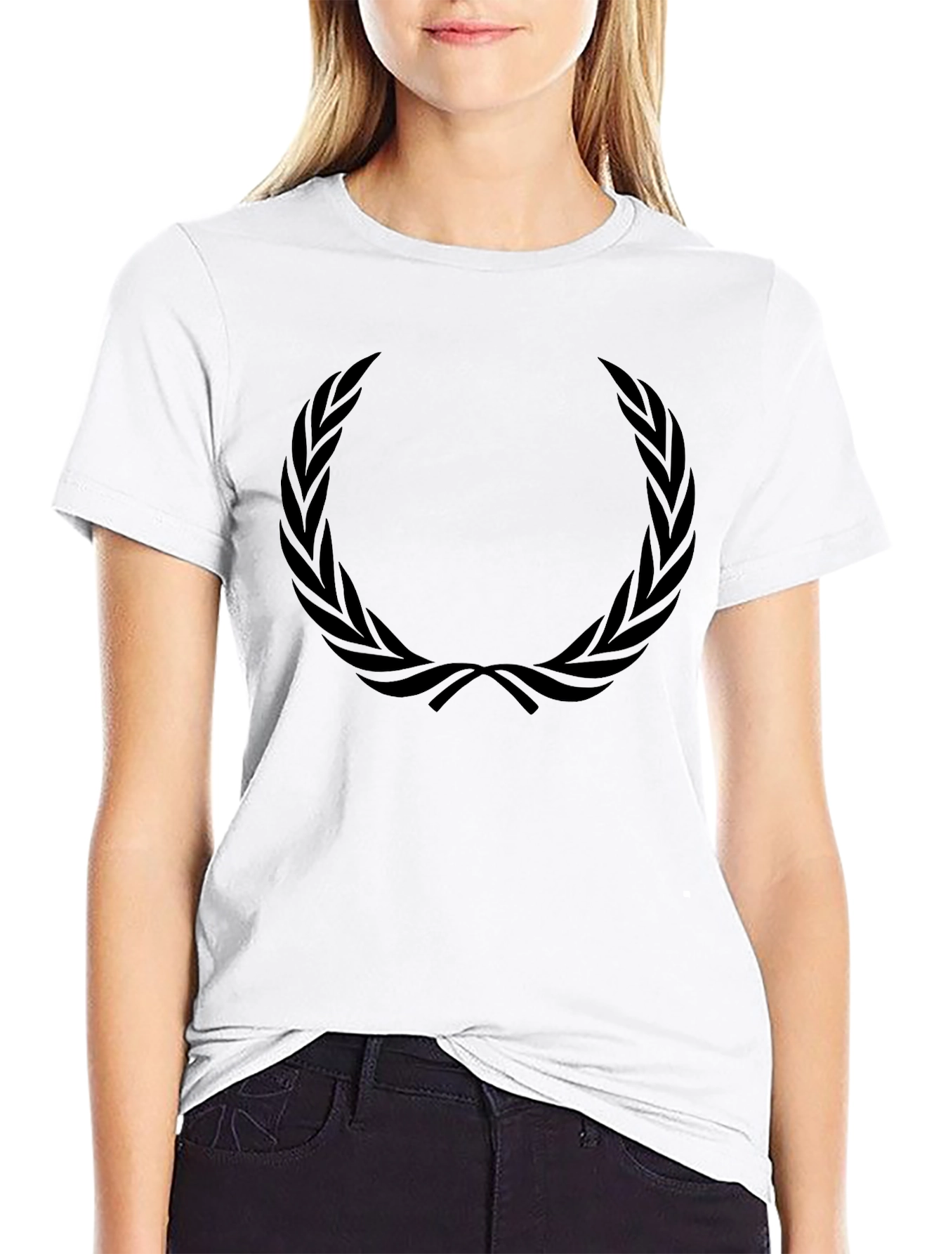 Mens Black T-Shirt with Laurel Wreath Graphic