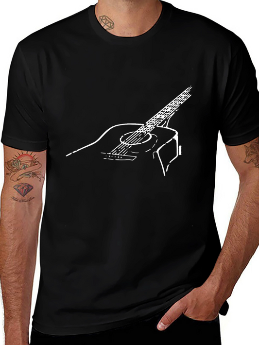 Guitar Graphic Print Crew Neck Tee