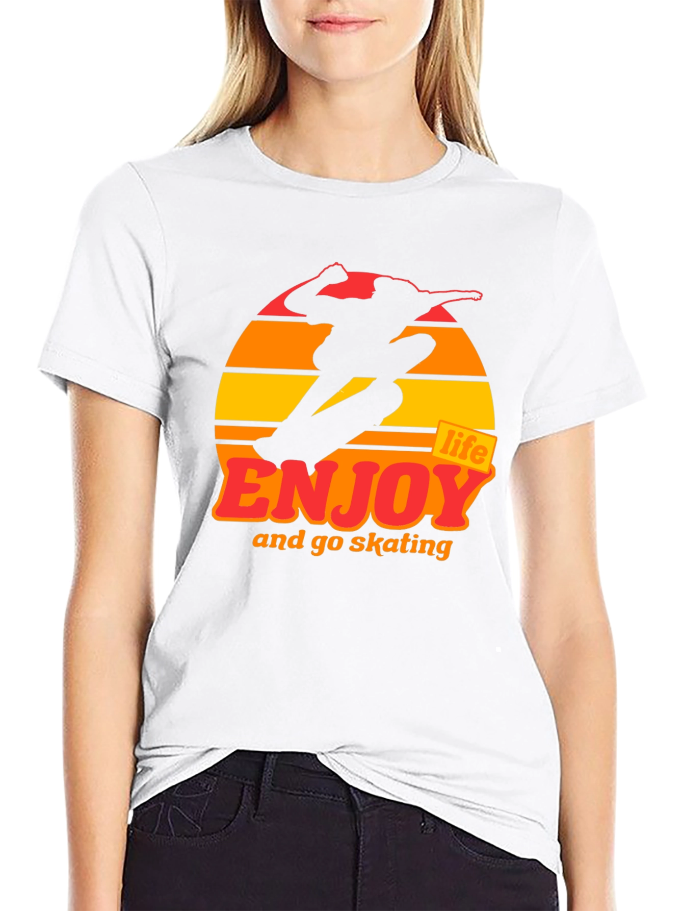 Enjoy Life Skateboarding T-Shirt - Retro Sunset Design