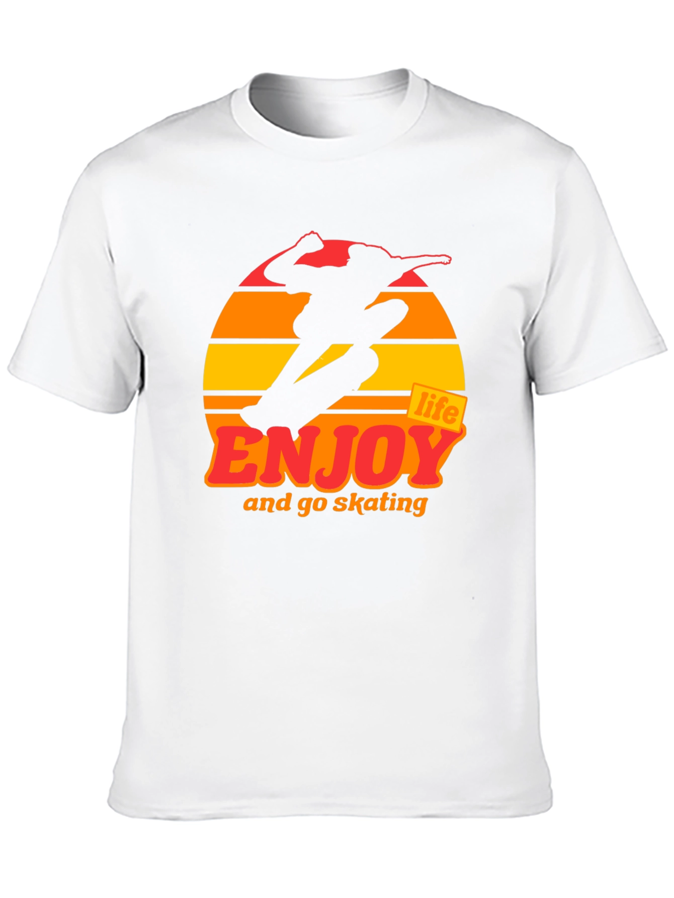 Enjoy Life Skateboarding T-Shirt - Retro Sunset Design