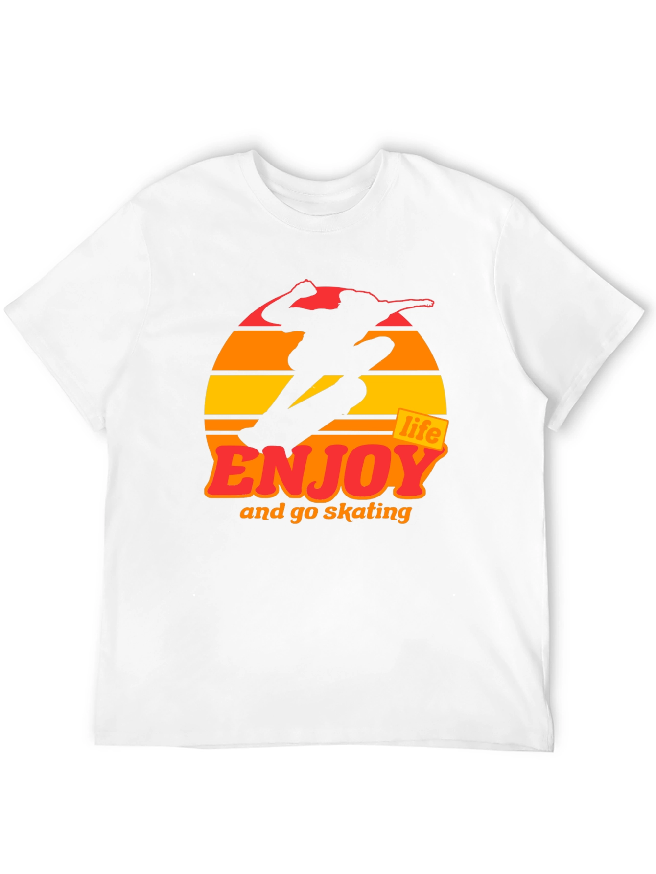 Enjoy Life Skateboarding T-Shirt - Retro Sunset Design