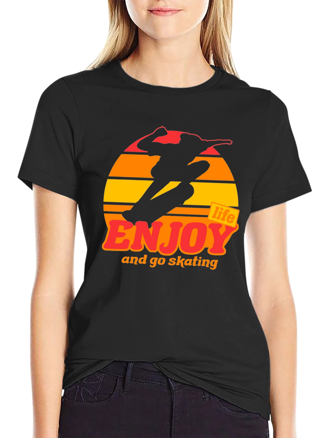 Enjoy Life Skateboarding T-Shirt - Retro Sunset Design