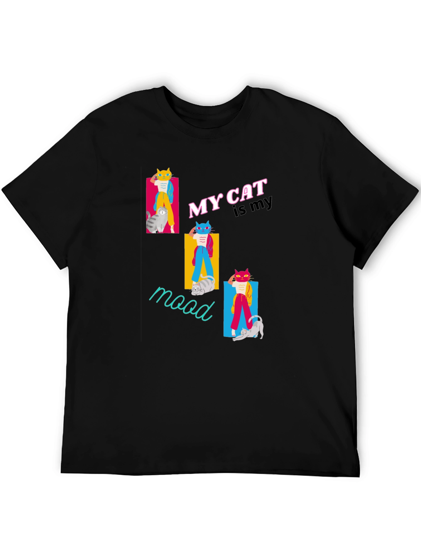 My Cat Is My Mood Black T-Shirt