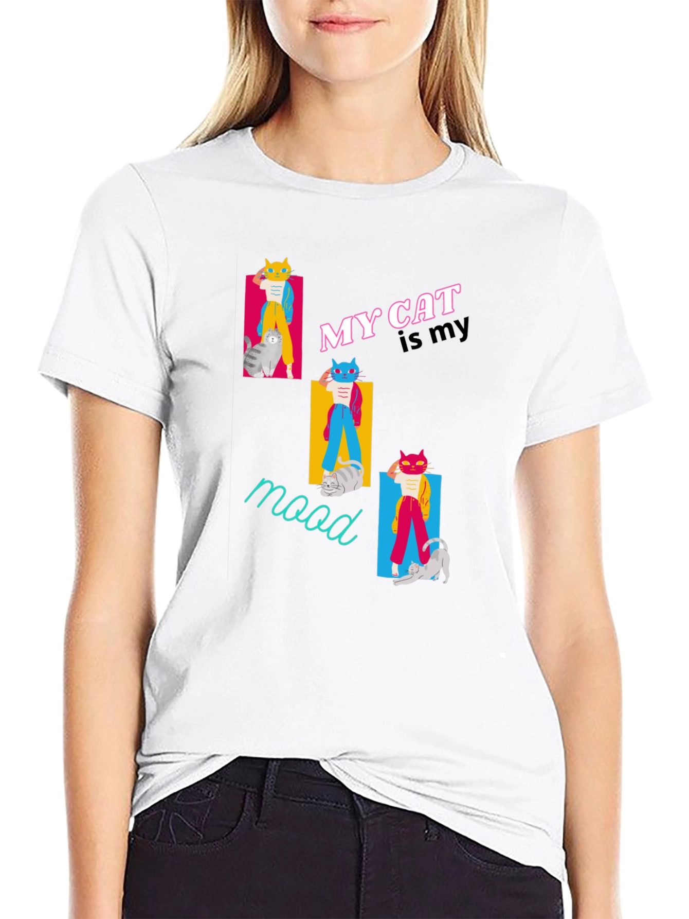 My Cat Is My Mood Black T-Shirt