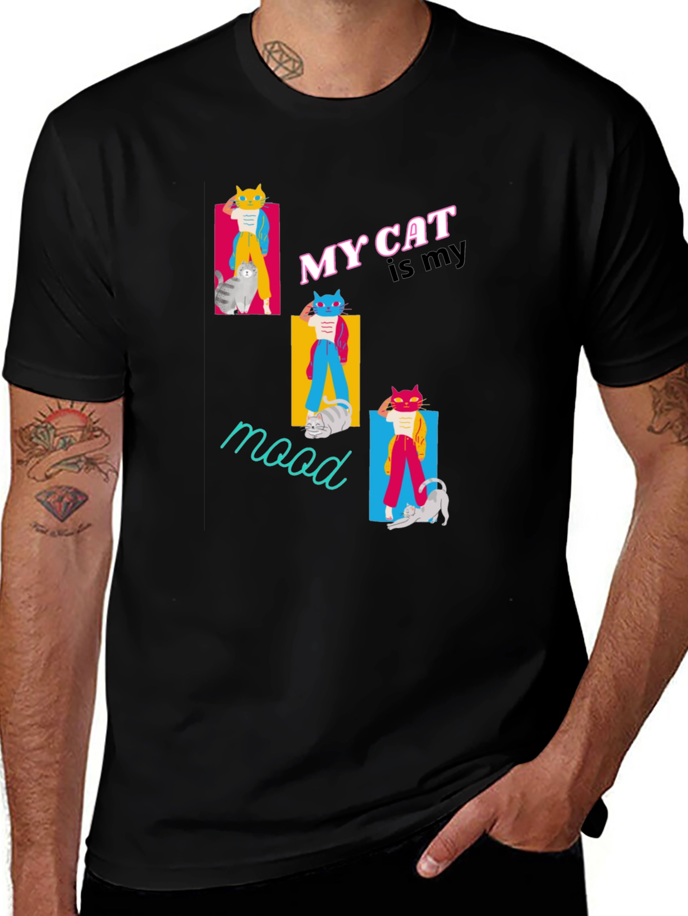 My Cat Is My Mood Black T-Shirt