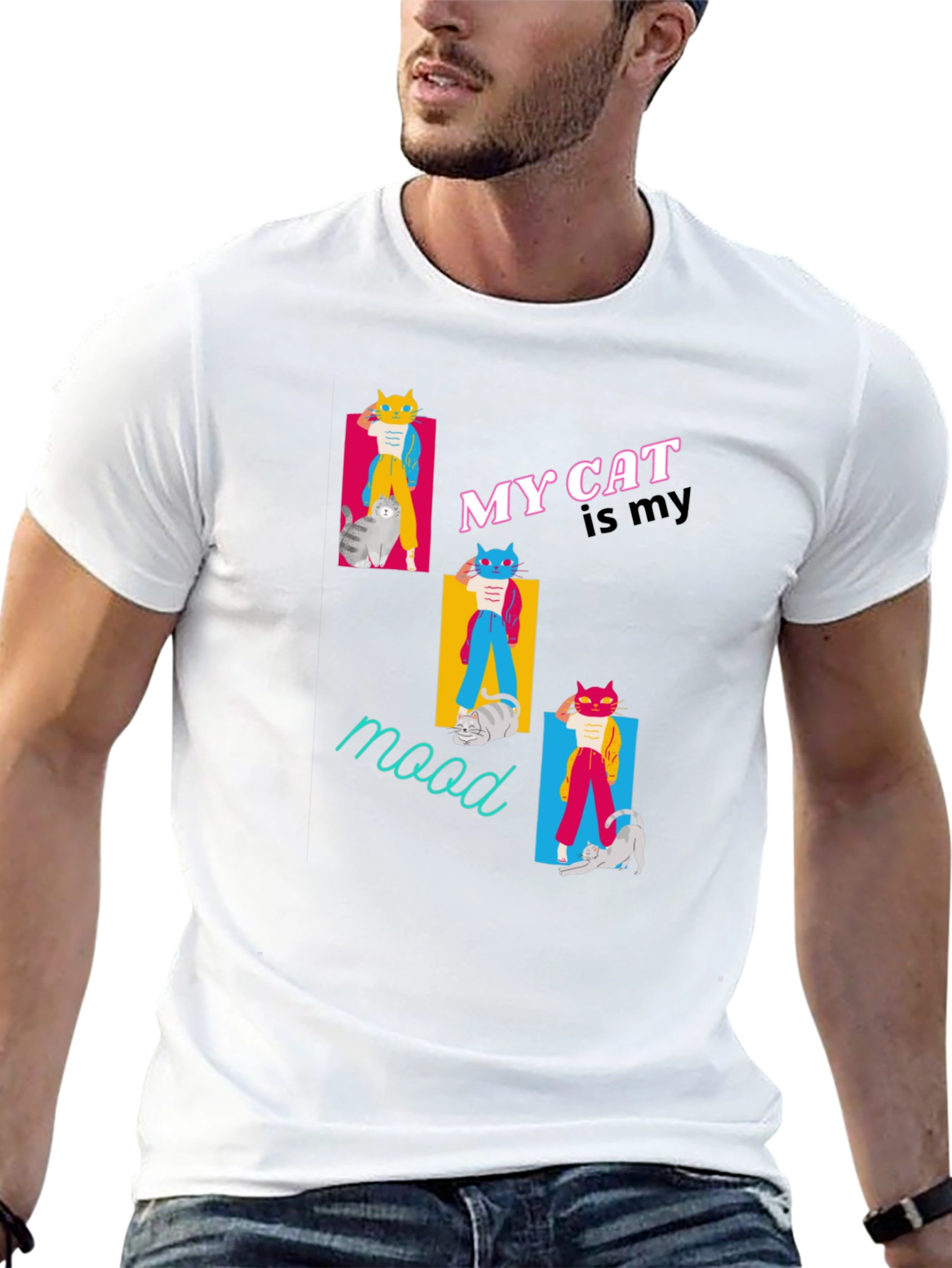 My Cat Is My Mood Black T-Shirt