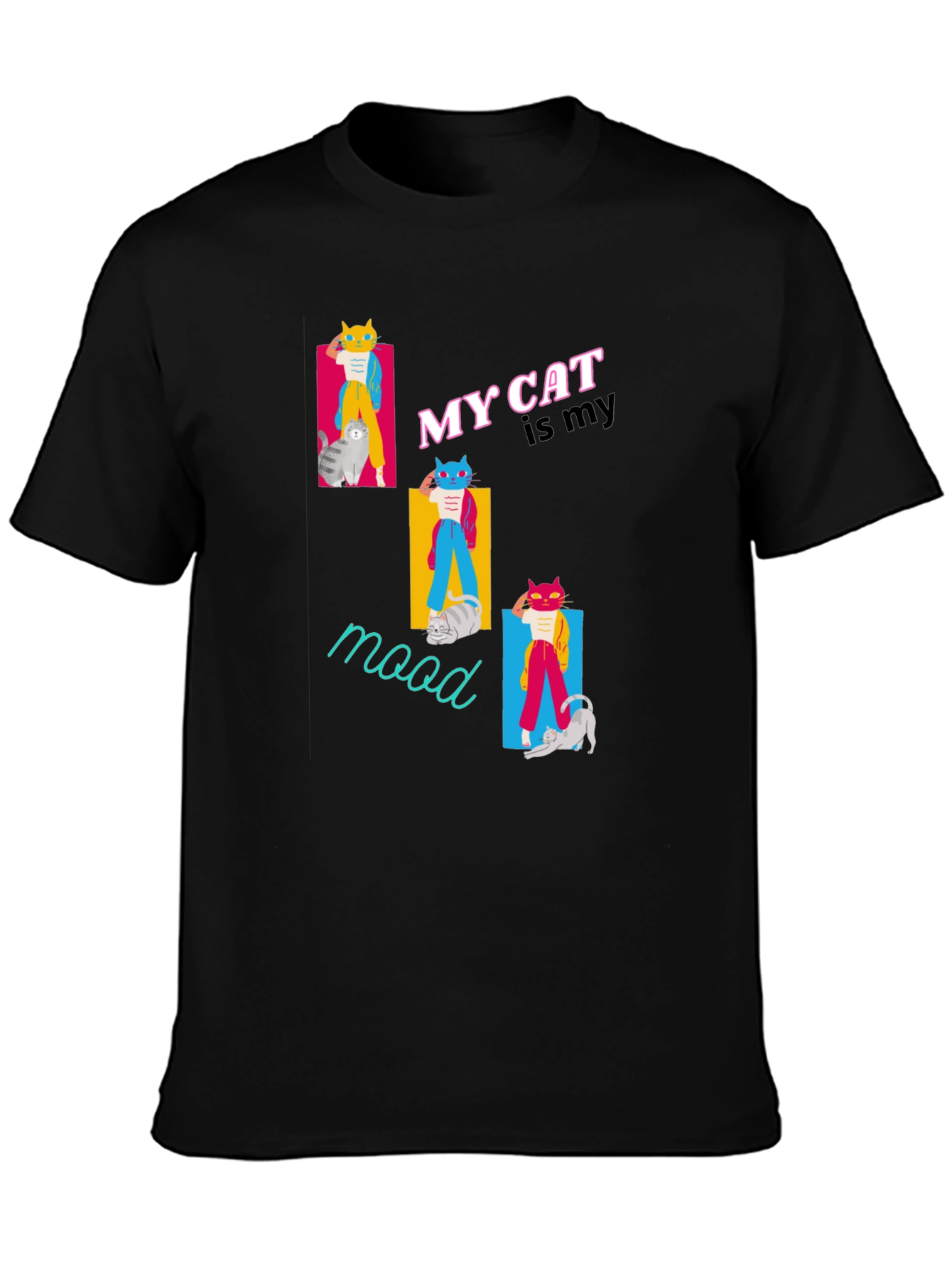 My Cat Is My Mood Black T-Shirt