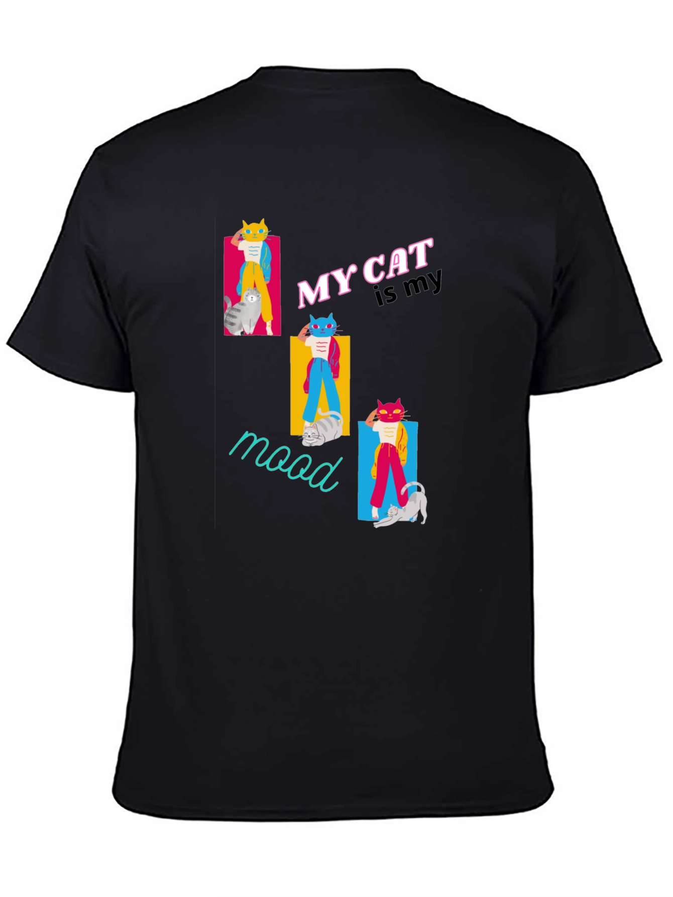 My Cat Is My Mood Black T-Shirt