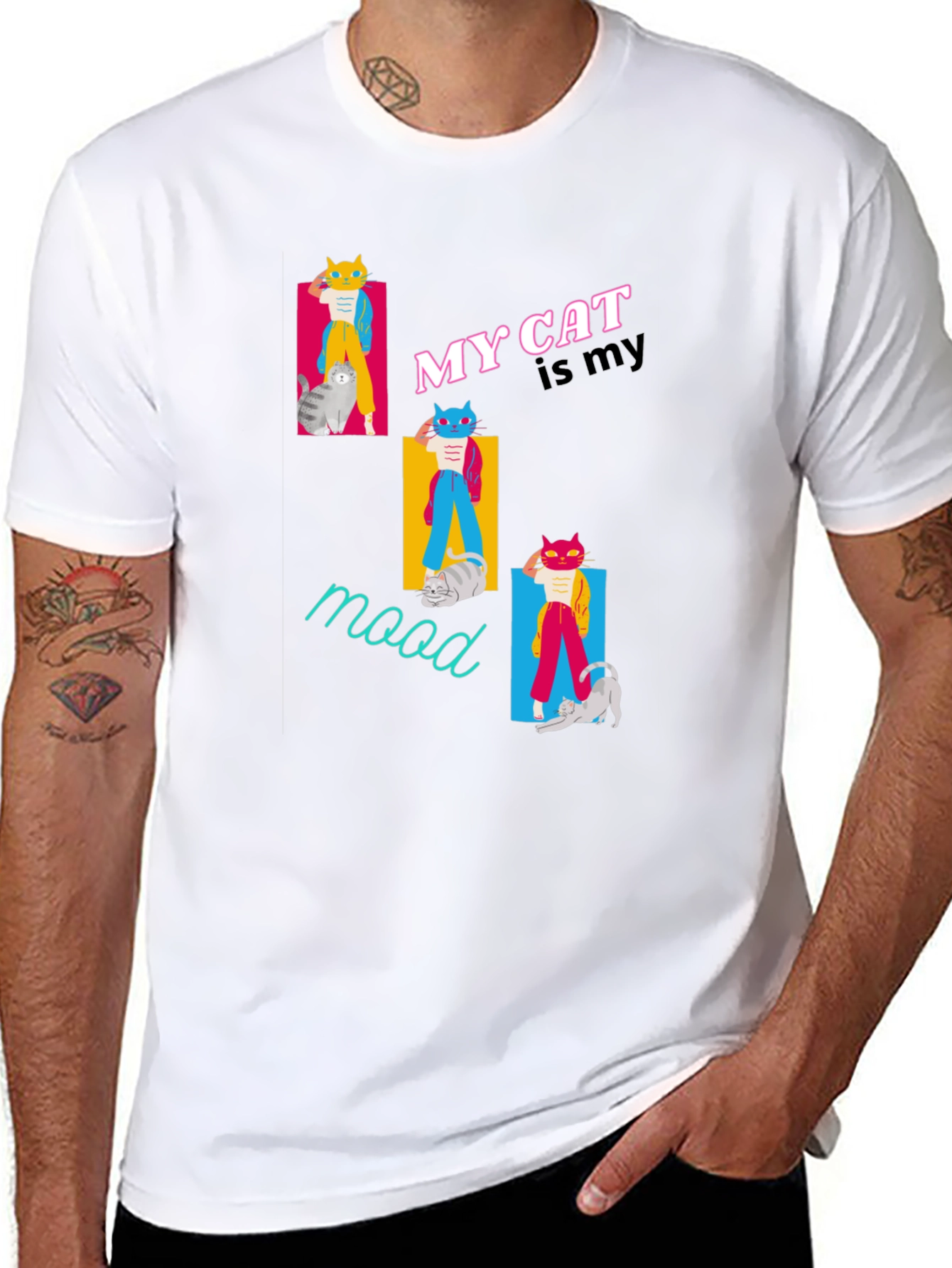 My Cat Is My Mood Black T-Shirt