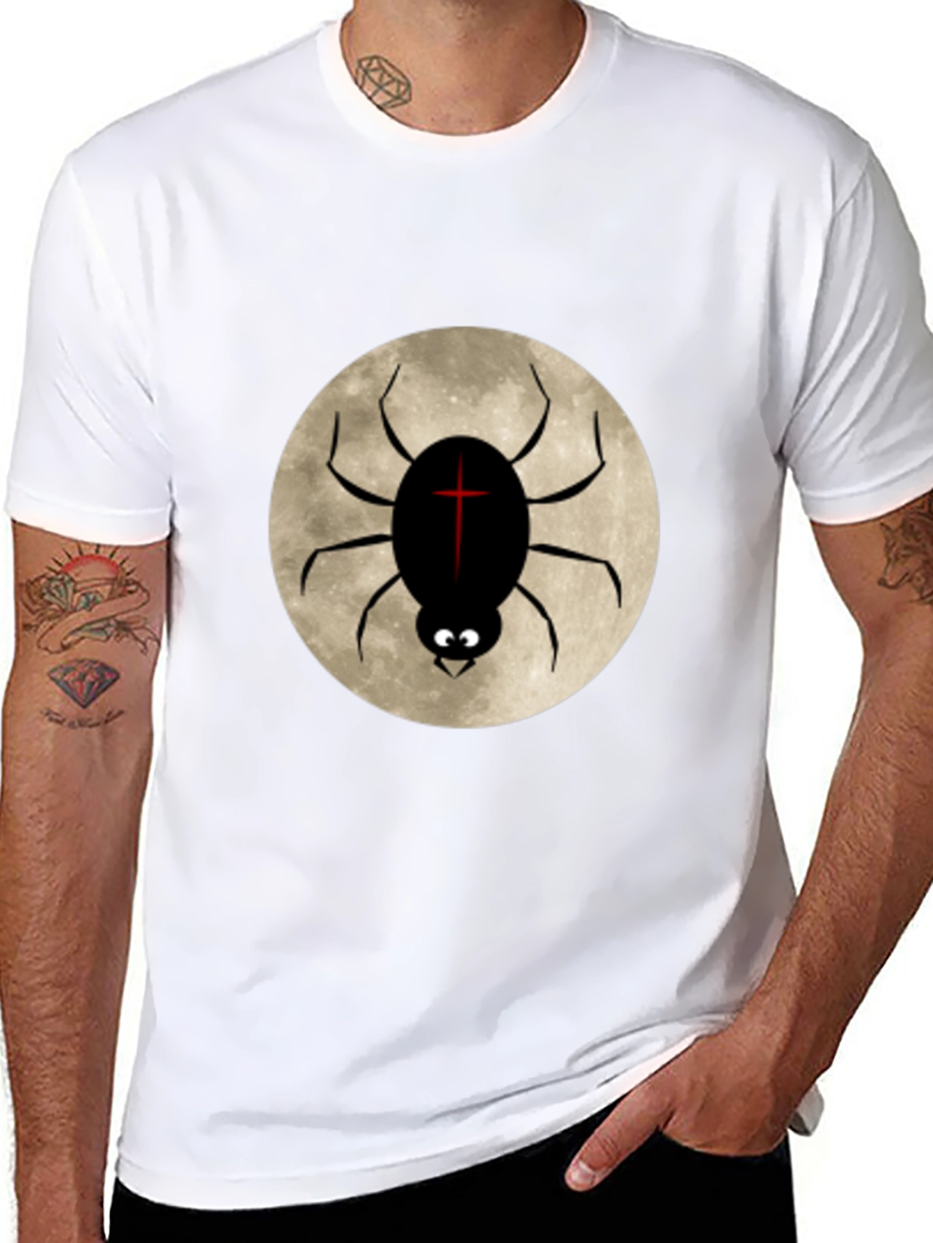 Spider Moon Graphic Tee - Gothic Style