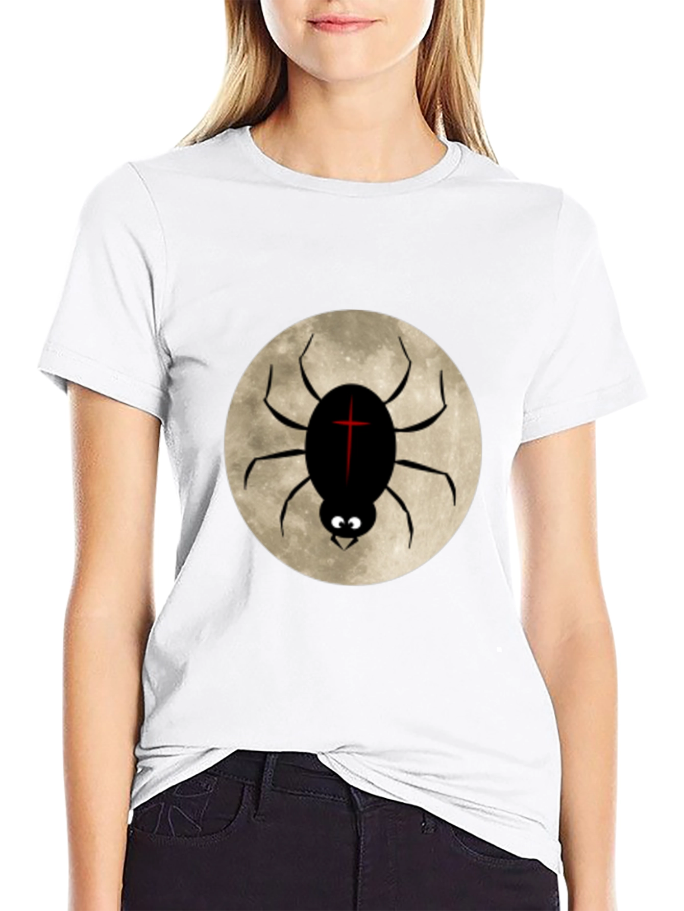 Spider Moon Graphic Tee - Gothic Style