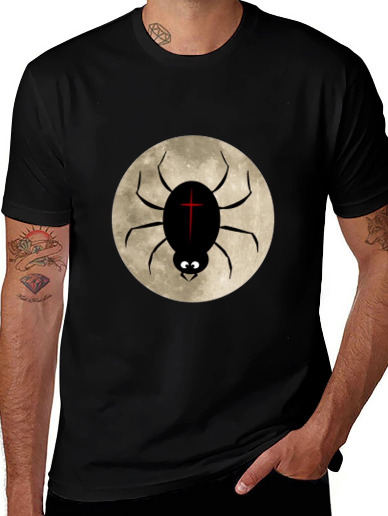 Spider Moon Graphic Tee - Gothic Style