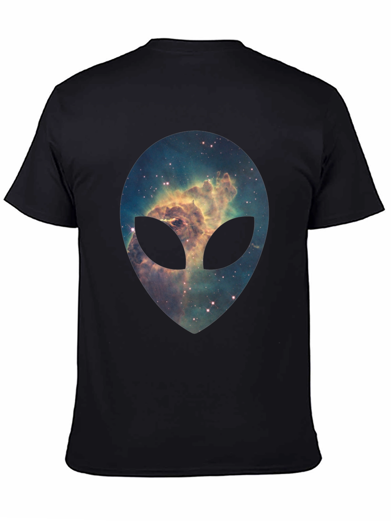 Galaxy Alien Head Graphic Black T-Shirt