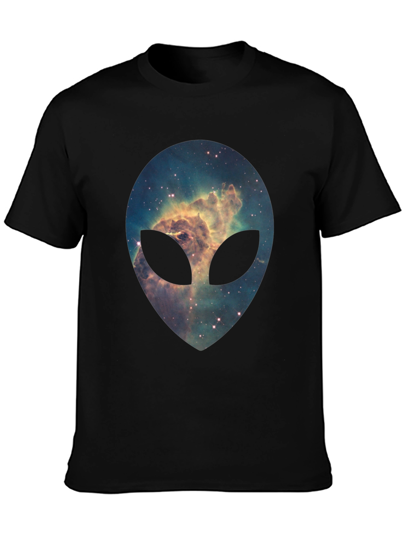 Galaxy Alien Head Graphic Black T-Shirt