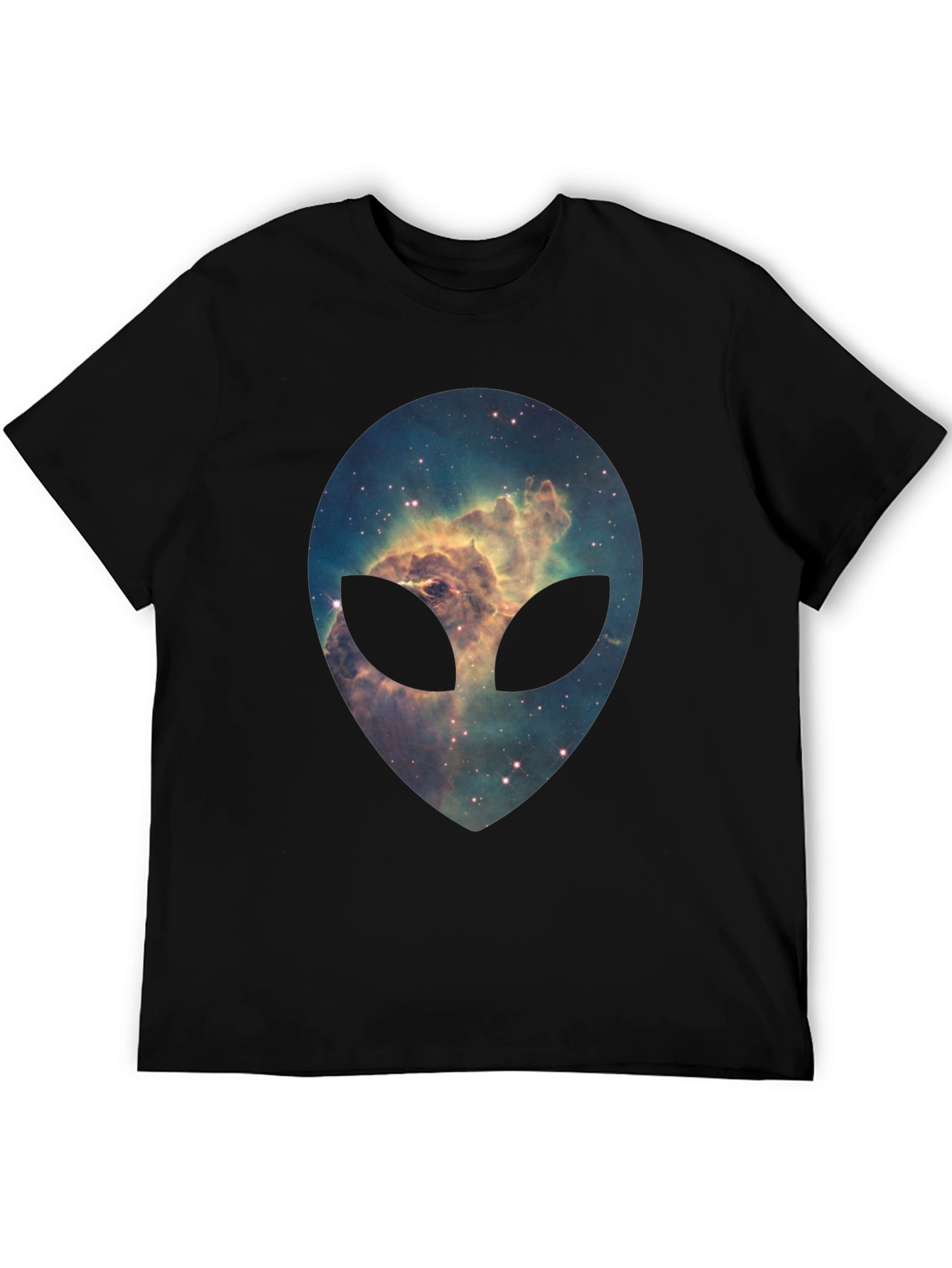 Galaxy Alien Head Graphic Black T-Shirt